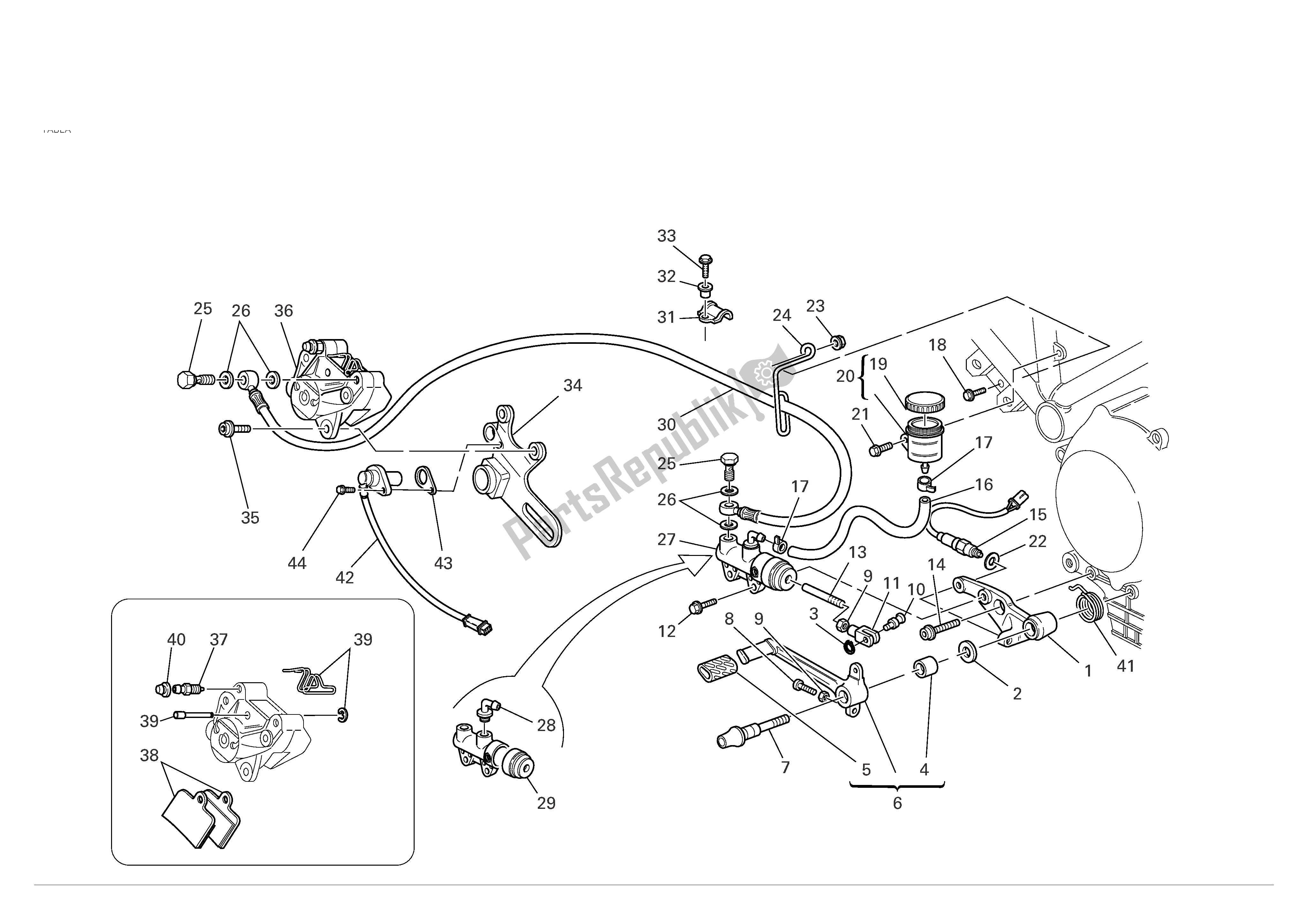 Tutte le parti per il Freno Idraulico Posteriore del Ducati Sporttouring 3 1000 2004 - 2007