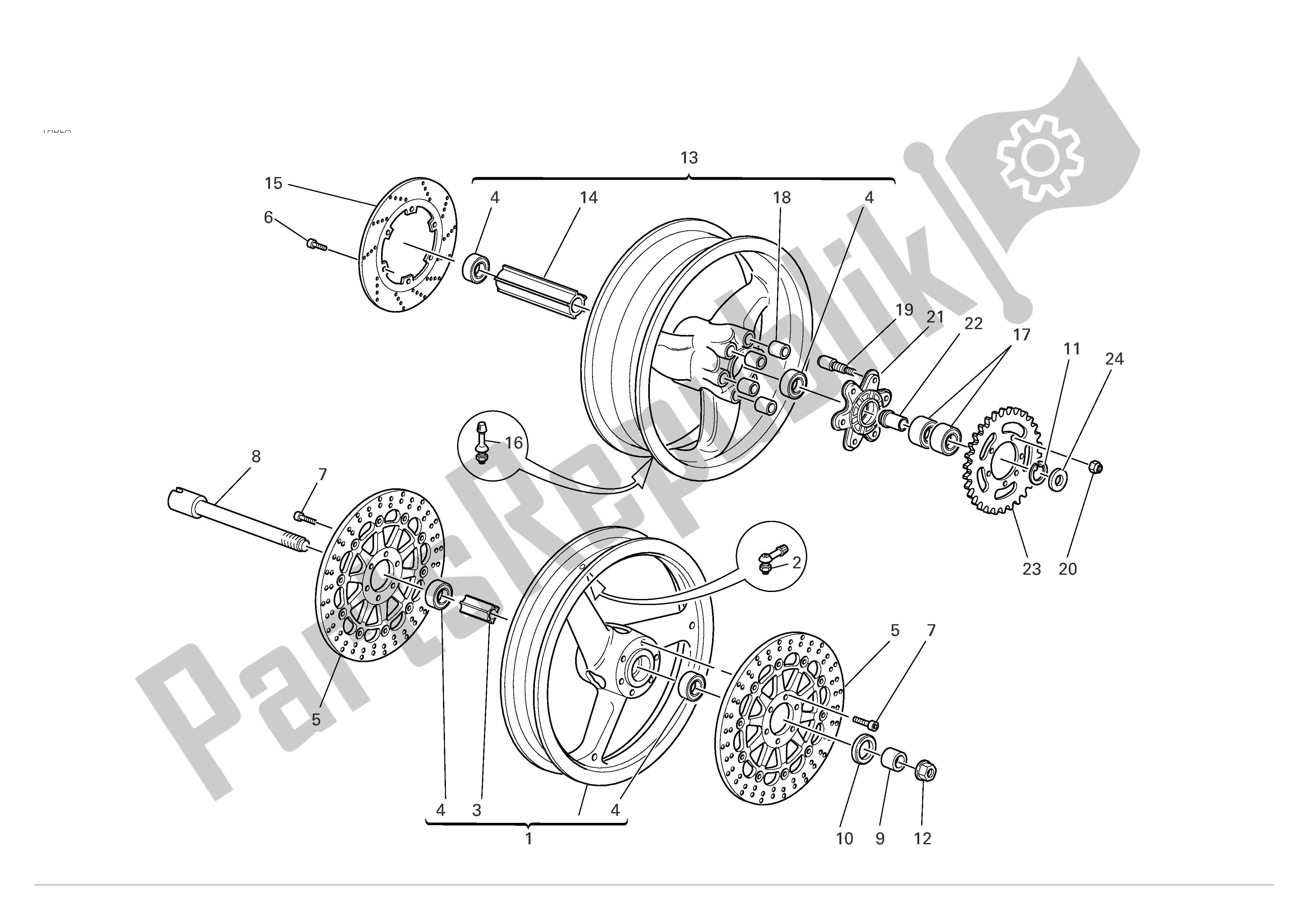 Todas las partes para Ruedas Delanteras Y Traseras de Ducati Sporttouring 3 1000 2004 - 2007