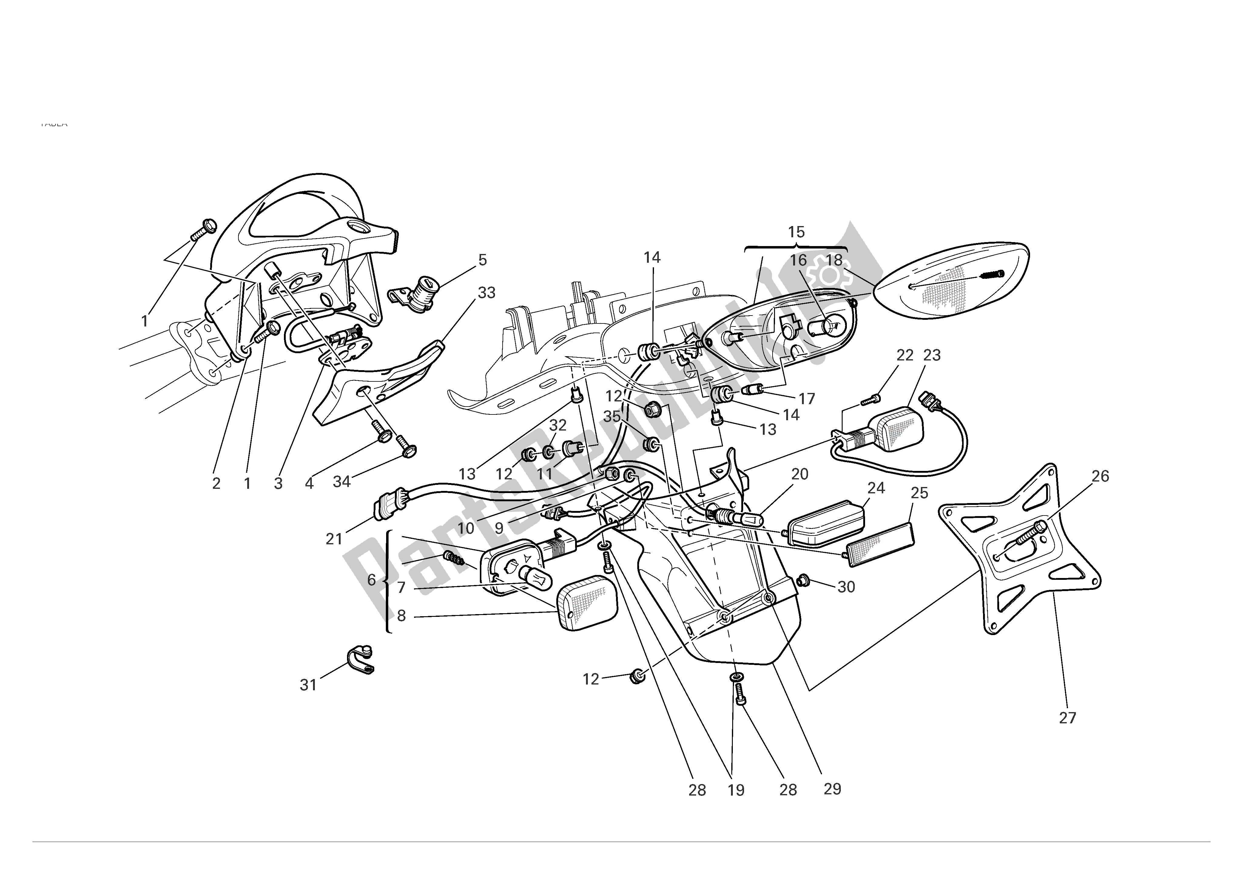 Tutte le parti per il Porta Targa del Ducati Sporttouring 3 1000 2004 - 2007