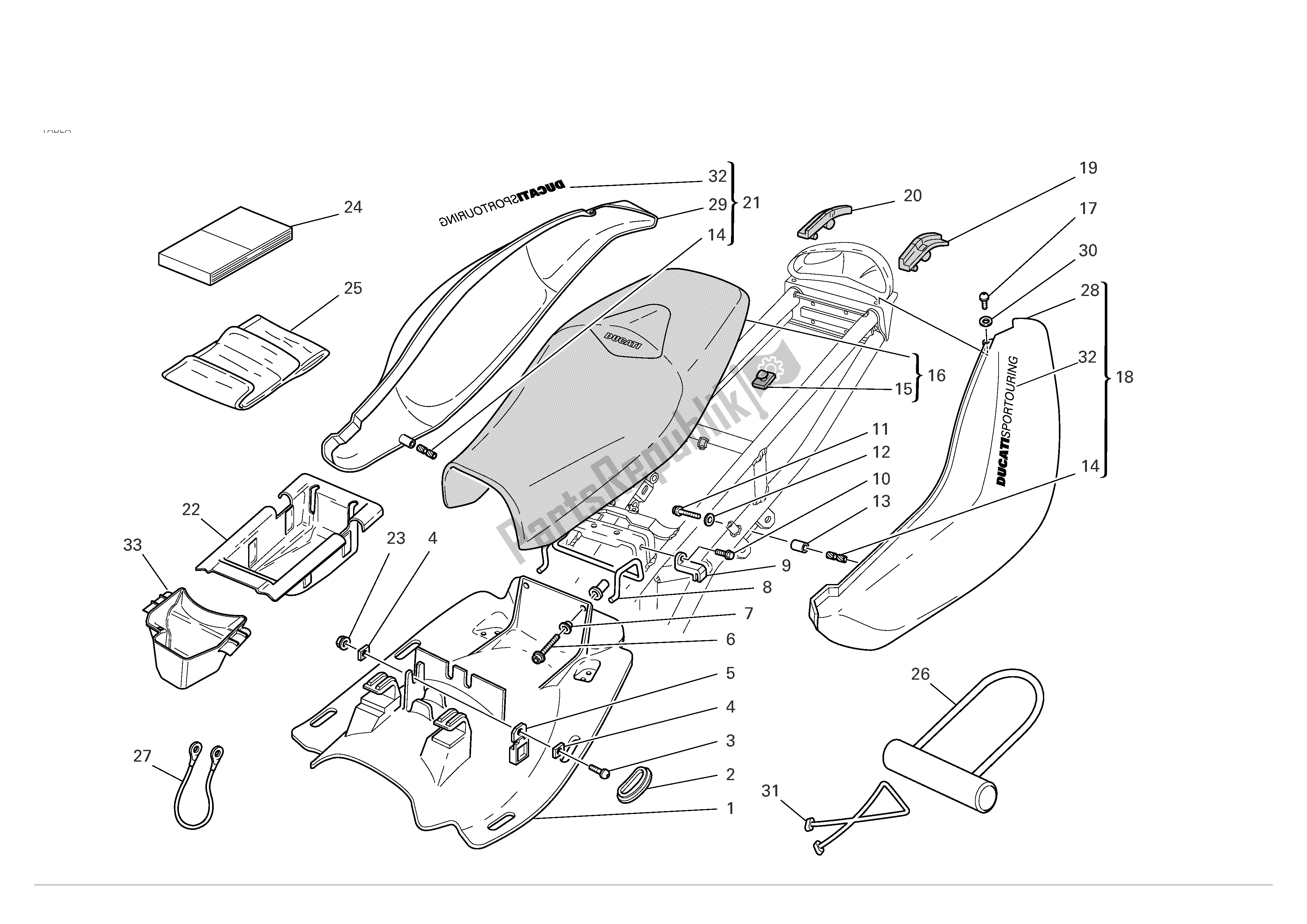 Tutte le parti per il Posto A Sedere del Ducati Sporttouring 3 1000 2004 - 2007