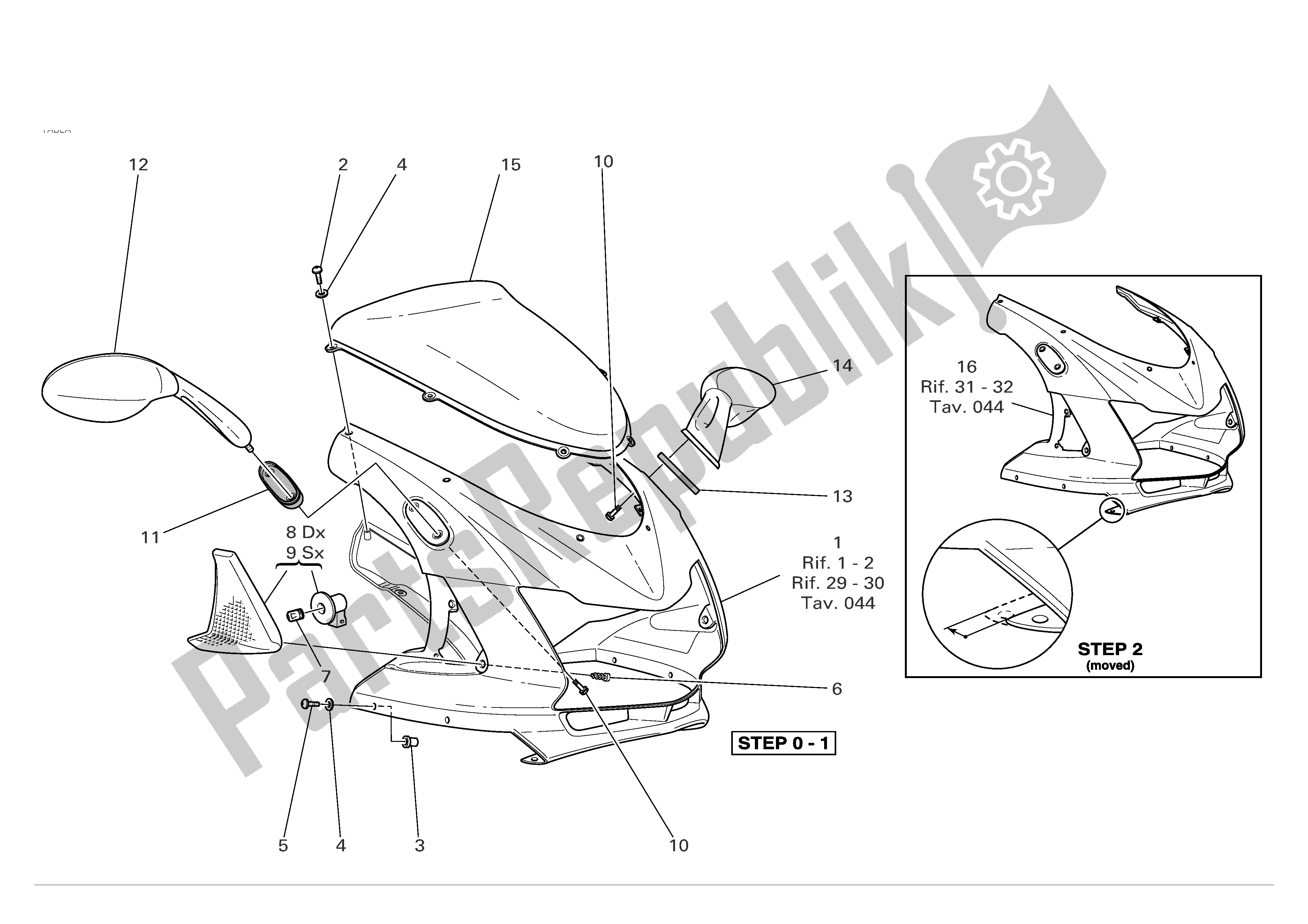 Tutte le parti per il Carenatura Del Faro del Ducati Sporttouring 3 1000 2004 - 2007