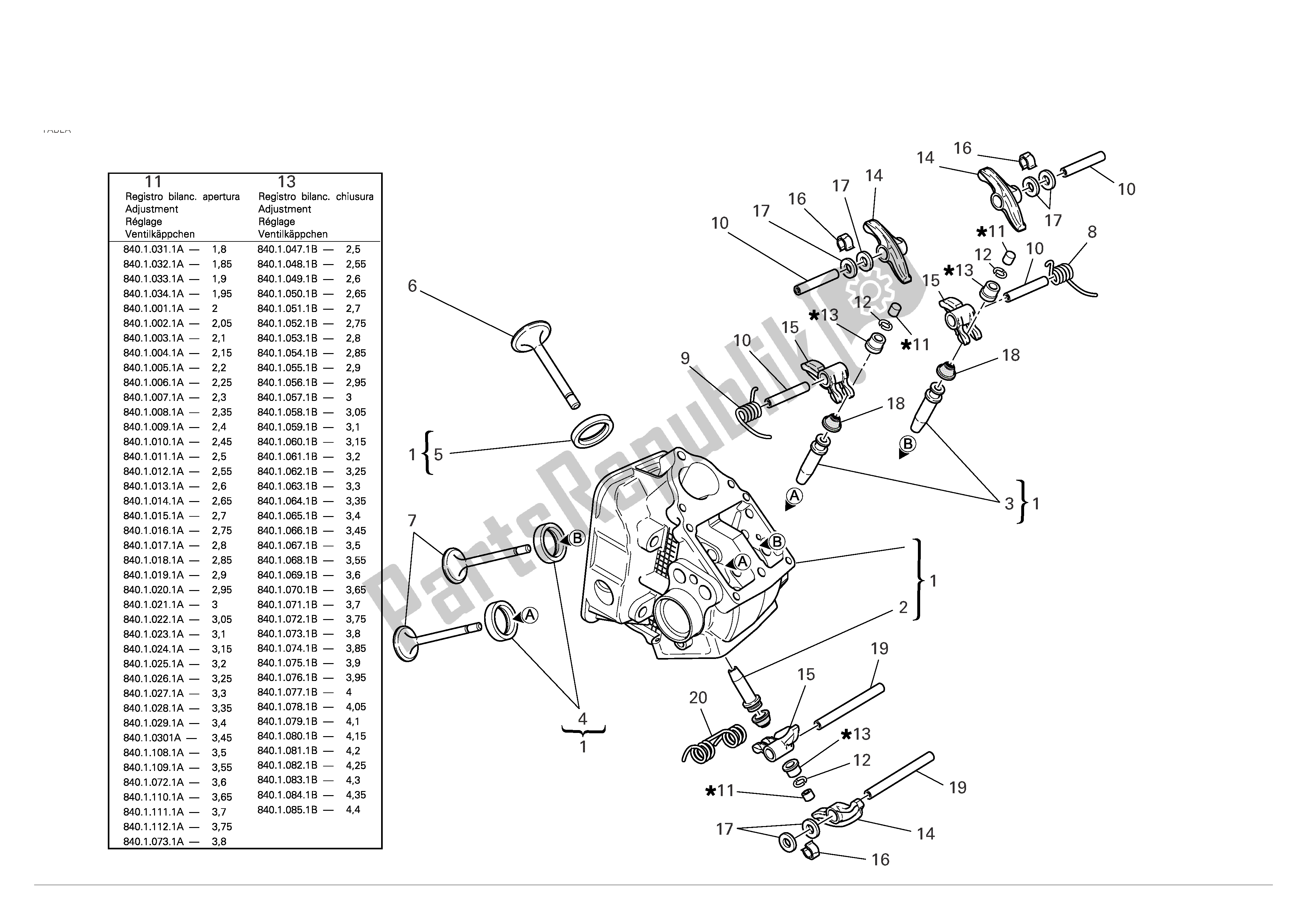 Tutte le parti per il Testa Orizzontale del Ducati Sporttouring 3 1000 2004 - 2007