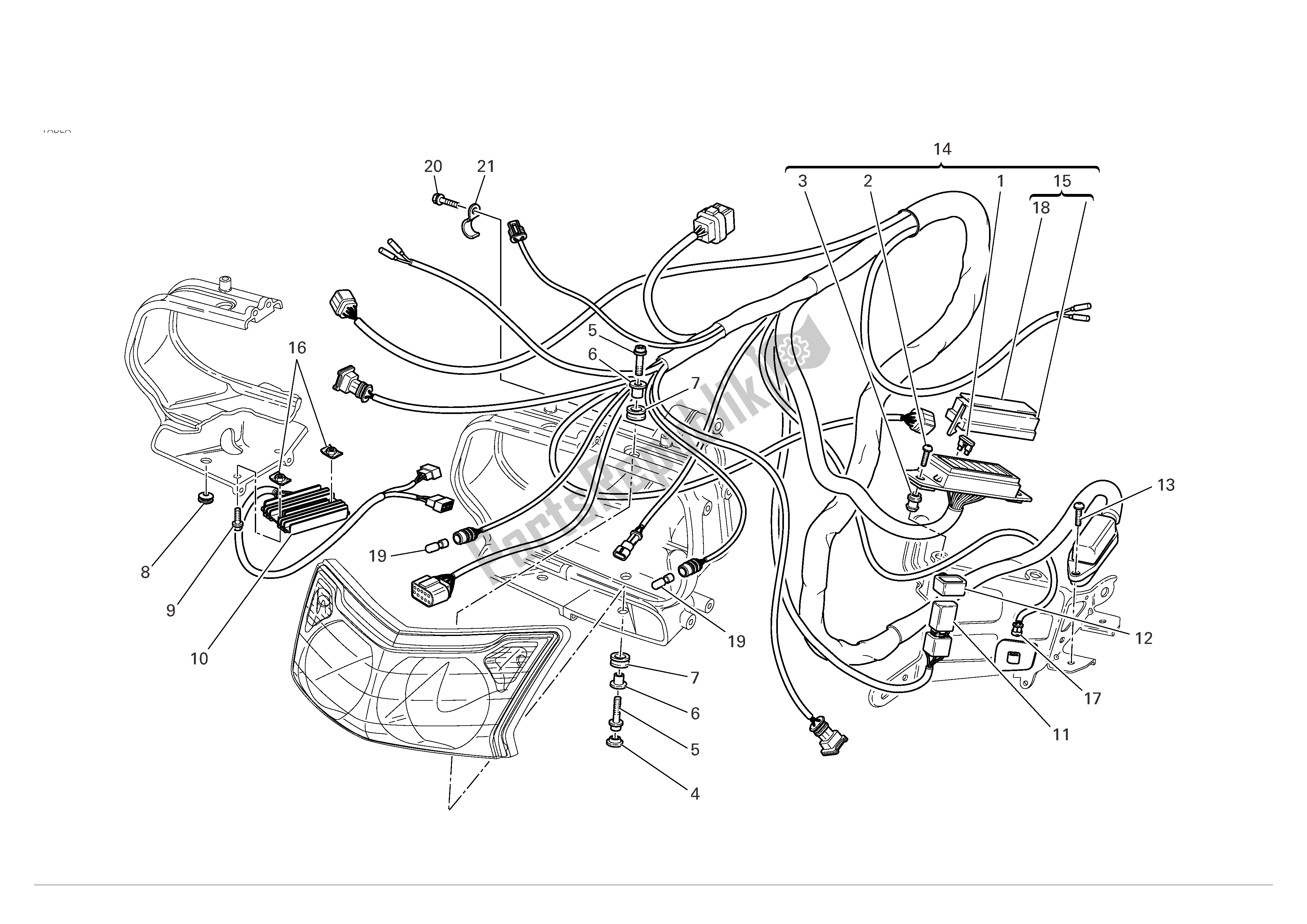 Tutte le parti per il Fari E Cablaggio Elettrico del Ducati Sporttouring 3 1000 2004 - 2007