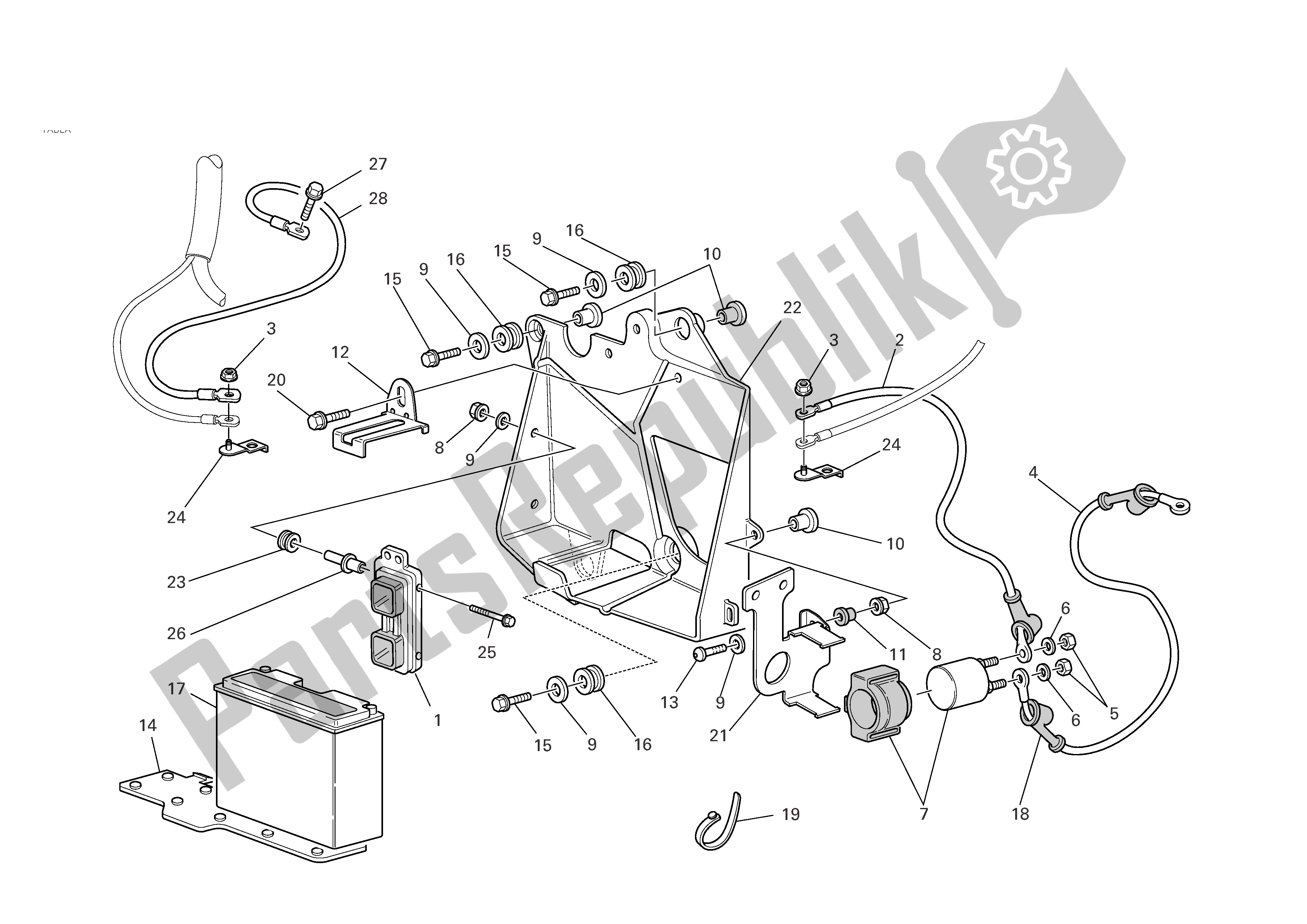 Tutte le parti per il Supporto Batteria del Ducati Sporttouring 3 S ABS 1000 2006