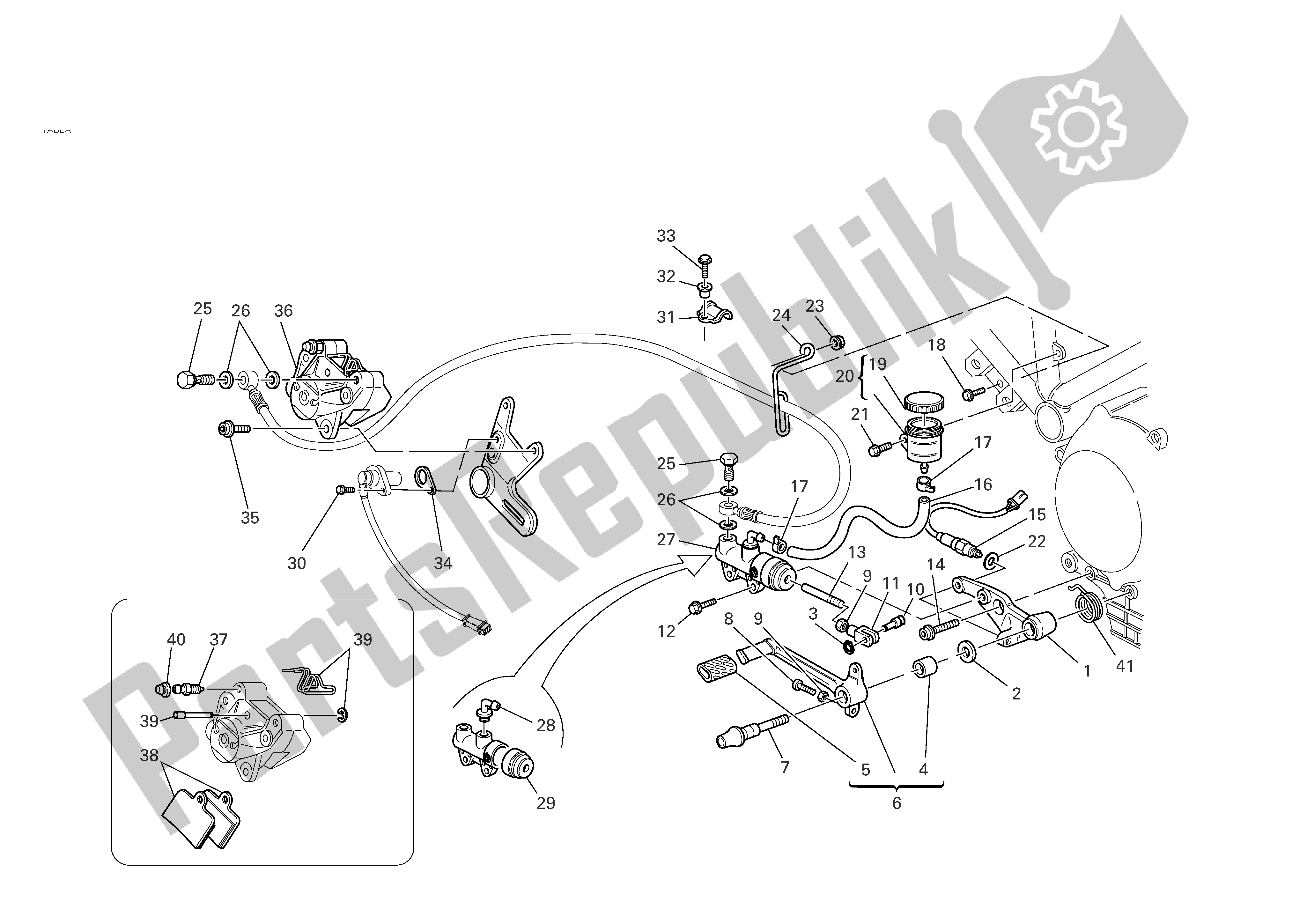 Tutte le parti per il Freno Idraulico Posteriore del Ducati Sporttouring 3 S ABS 1000 2006