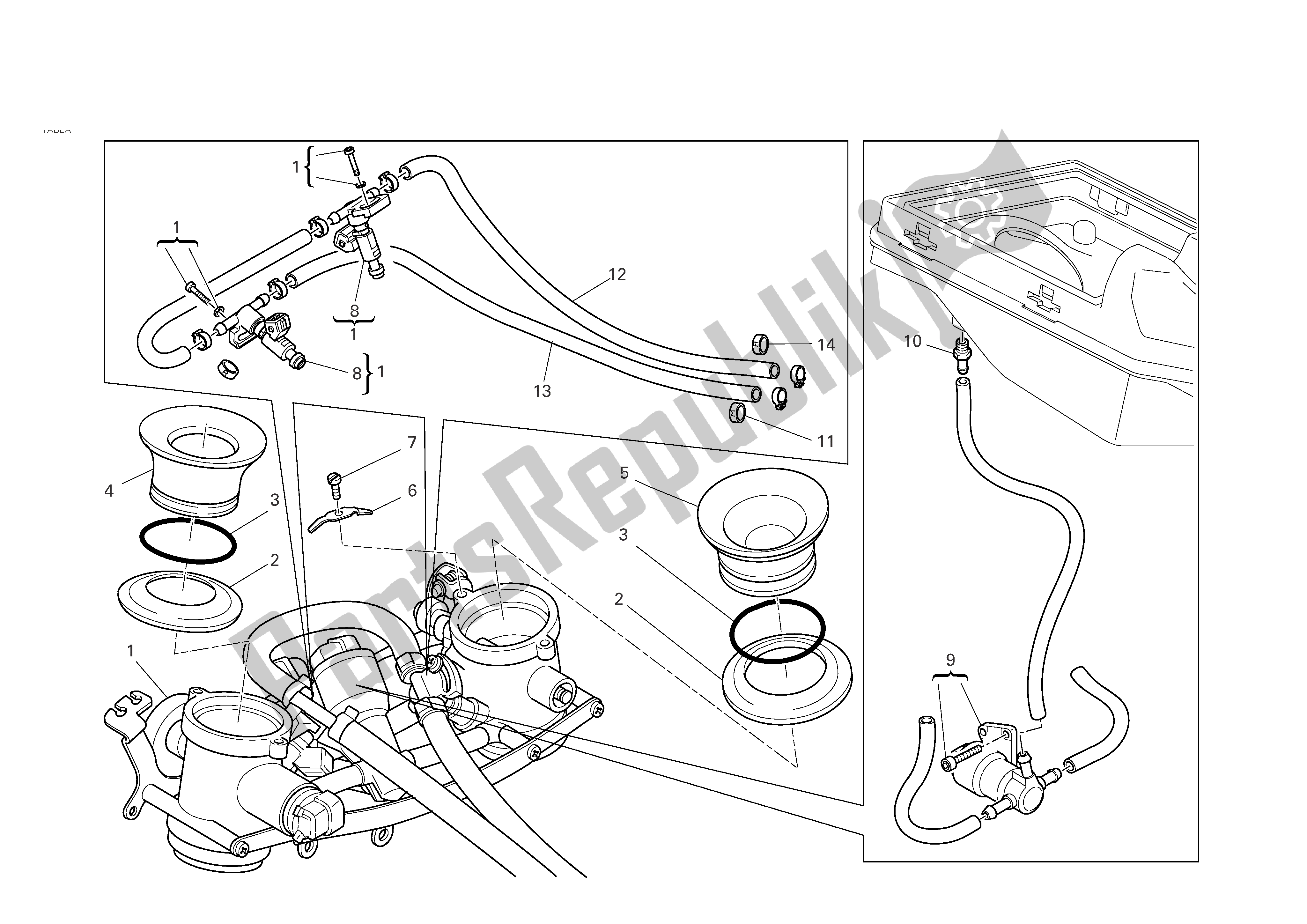 Tutte le parti per il Corpo Farfallato del Ducati Sporttouring 3 S ABS 1000 2006