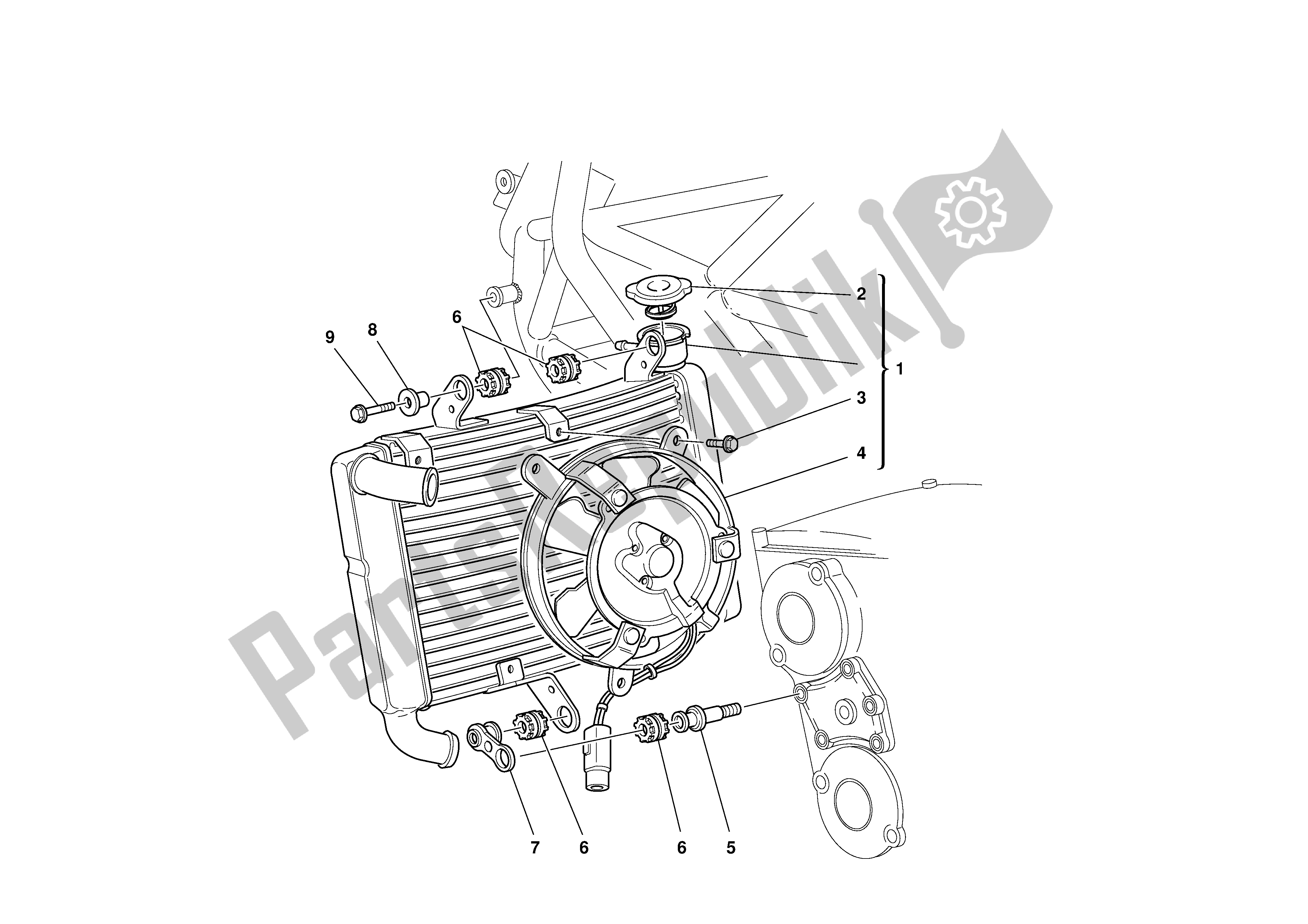 Alle onderdelen voor de Waterradiator Assy van de Ducati Sporttouring 4 916 2001