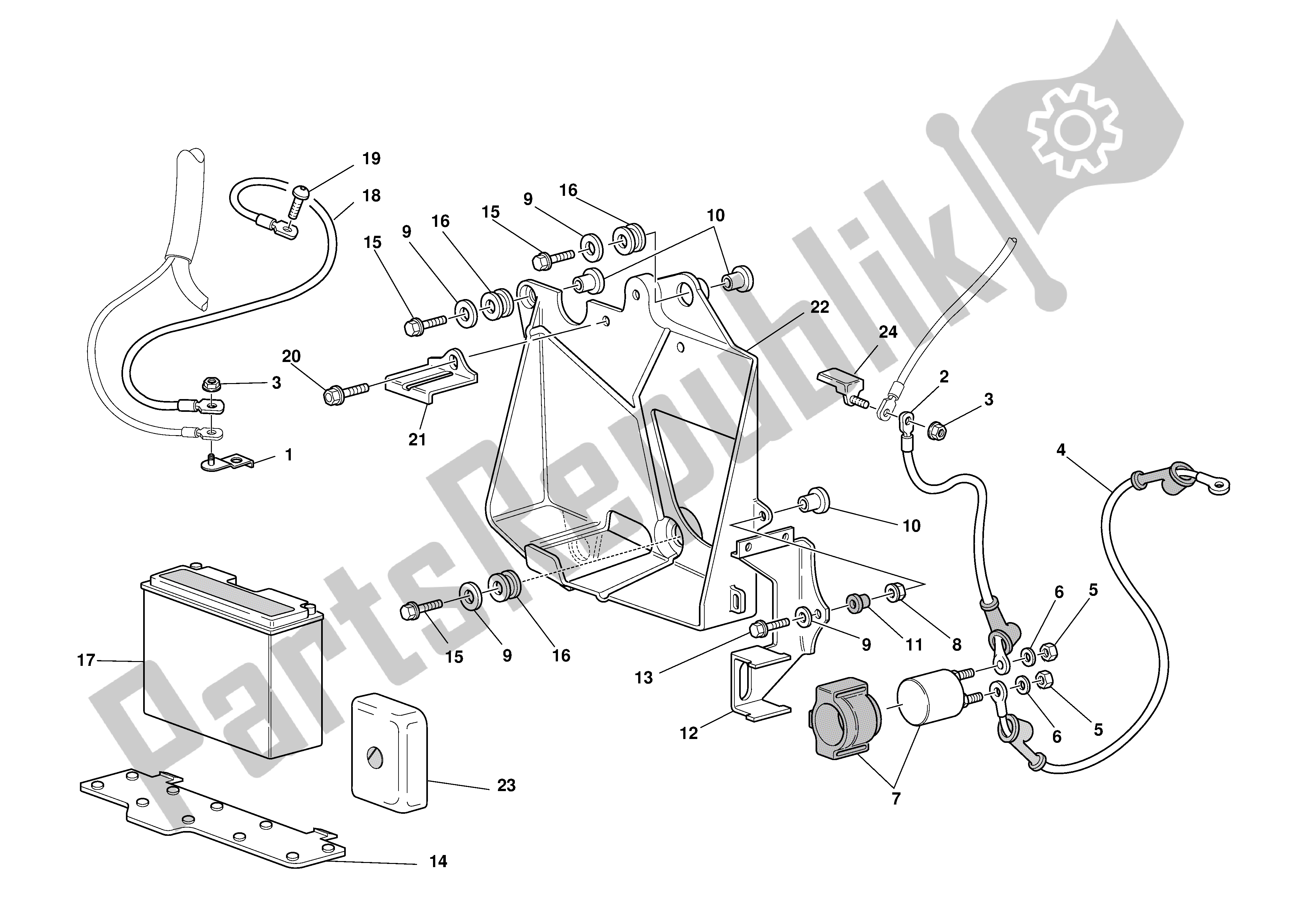 Tutte le parti per il Montaggio Scatola Batteria del Ducati Sporttouring 4 916 2001