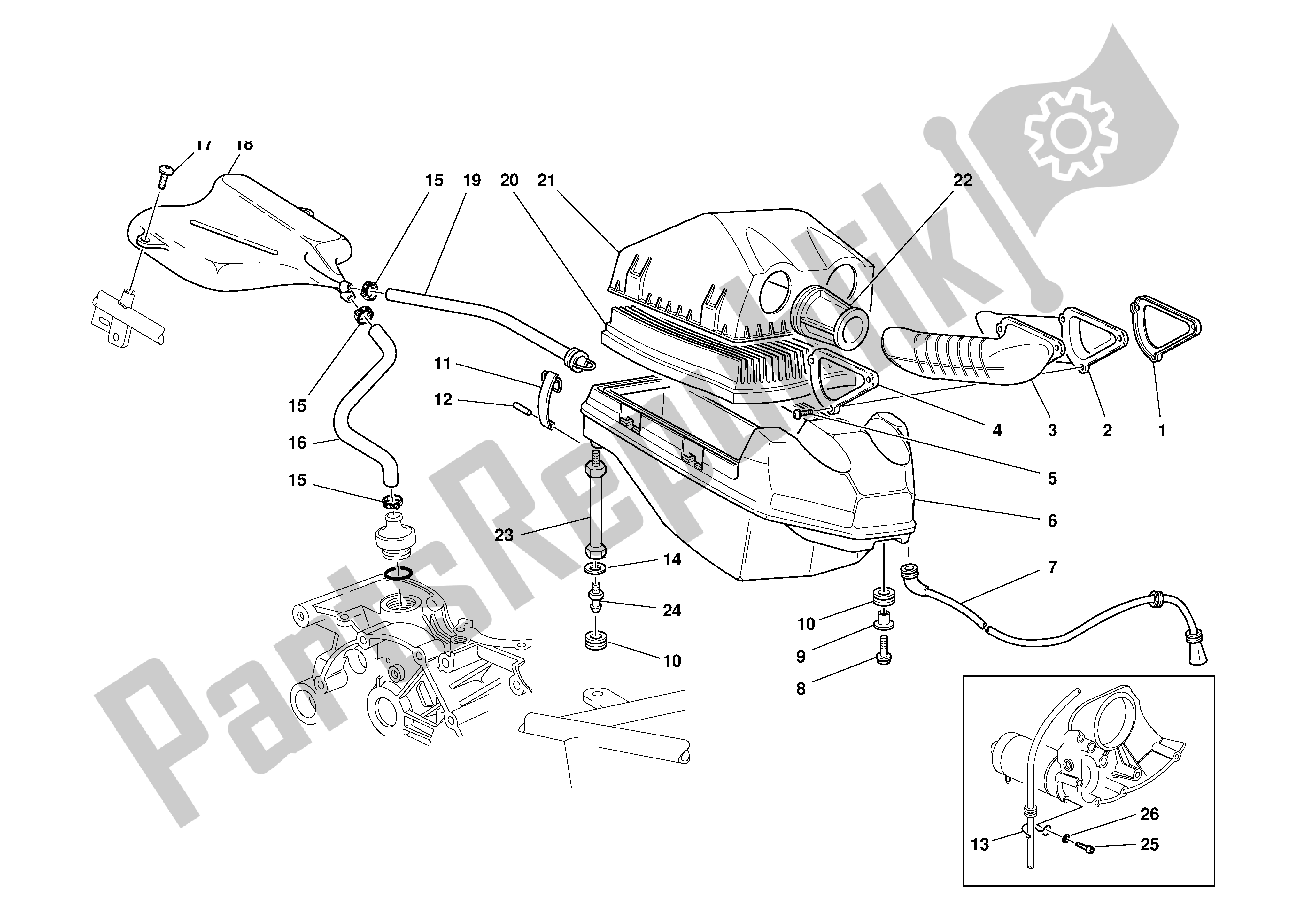 Tutte le parti per il Induzione D'aria E Solvente del Ducati Sporttouring 4 916 2001