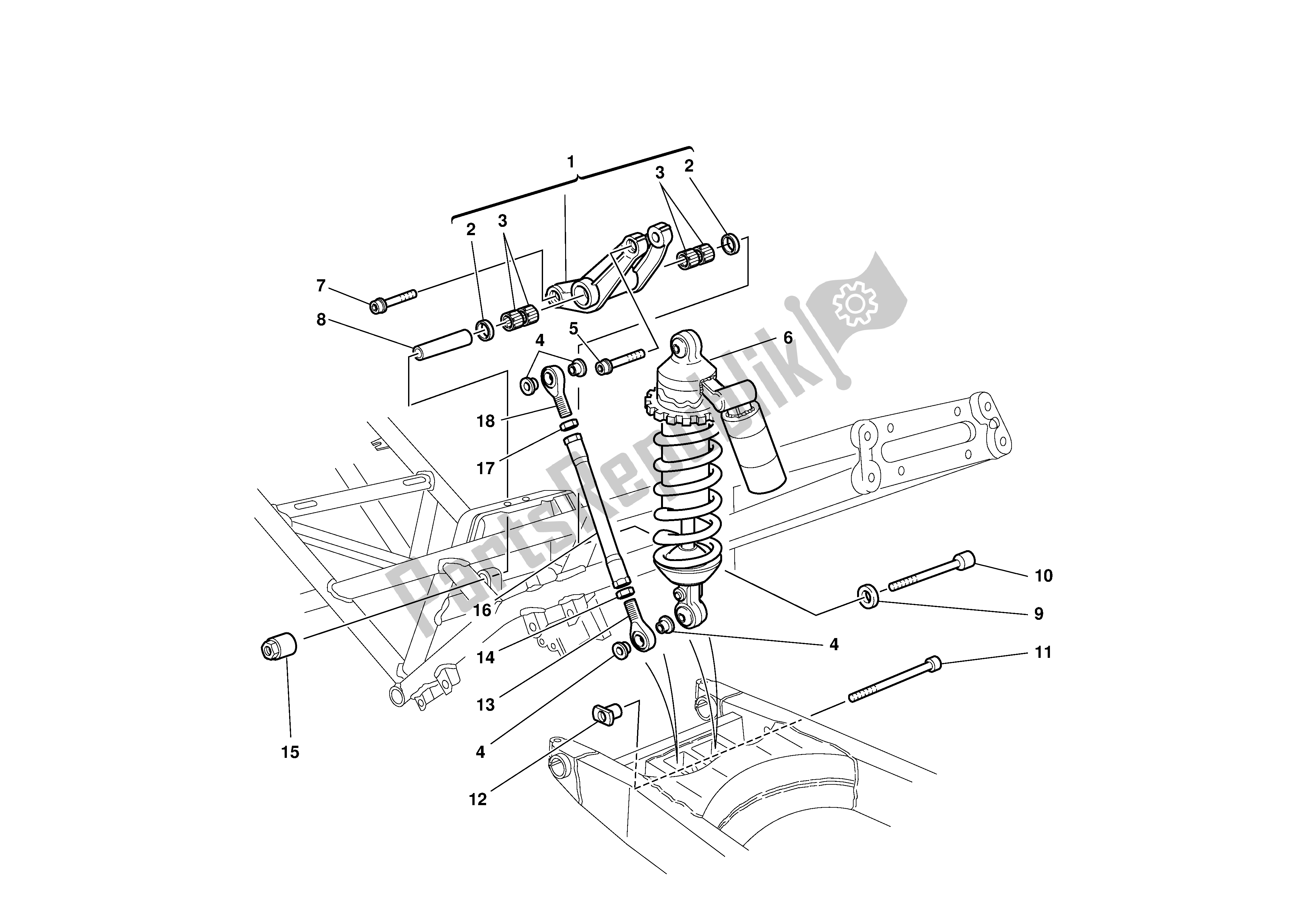 Tutte le parti per il Sospensione Posteriore del Ducati Sporttouring 4 916 2001