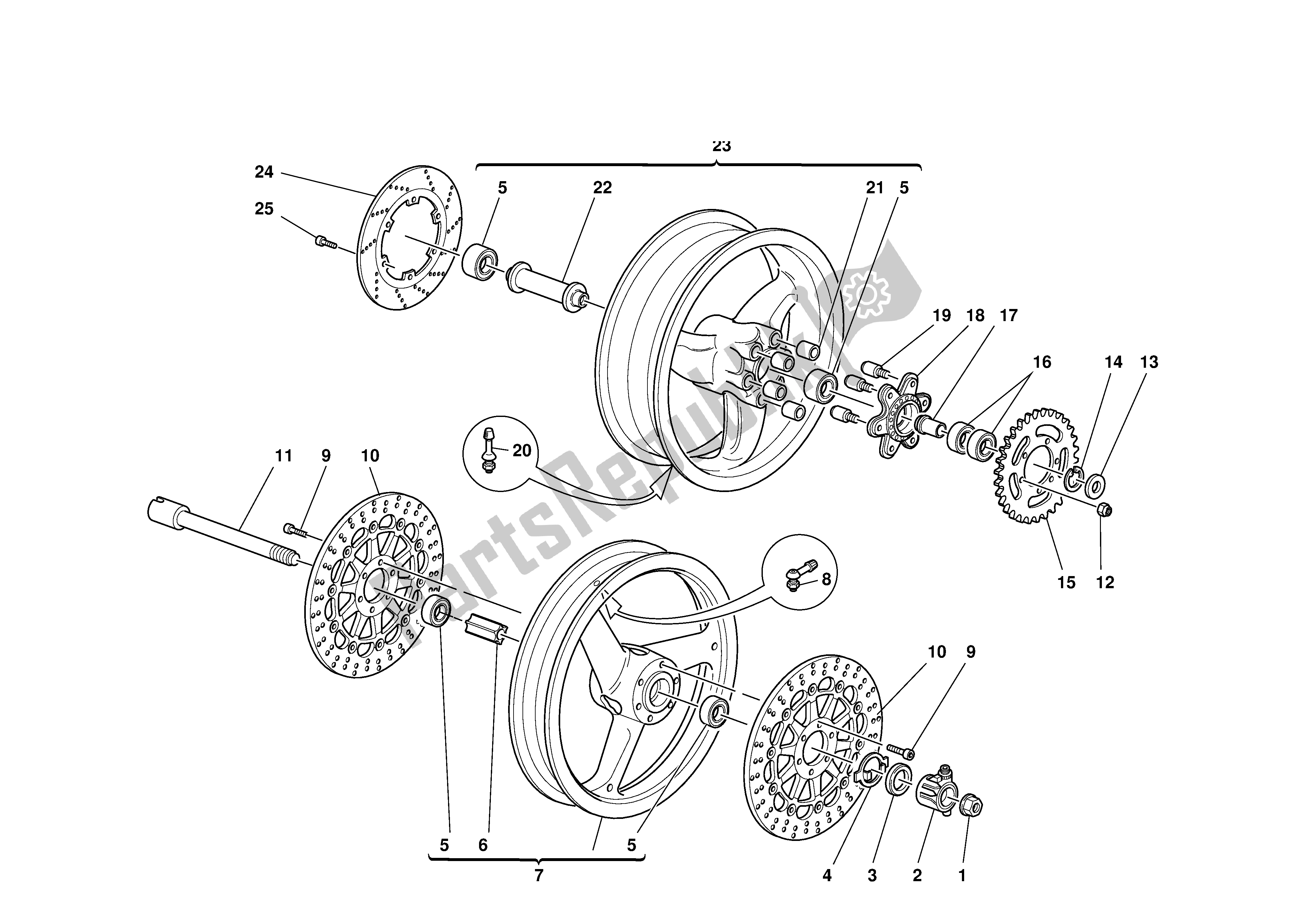 Tutte le parti per il Ruote del Ducati Sporttouring 4 916 2001