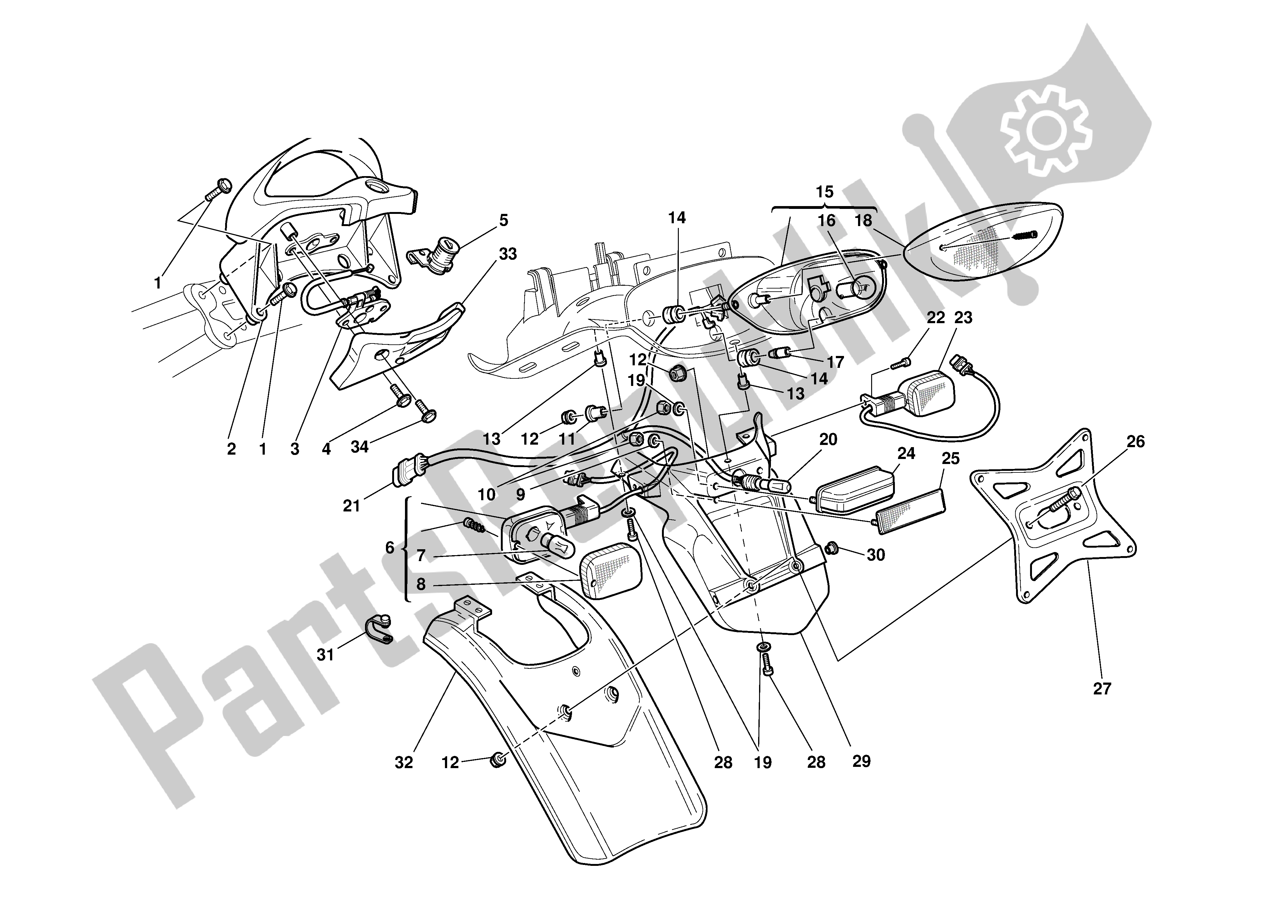 Tutte le parti per il Porta Targa del Ducati Sporttouring 4 916 2001