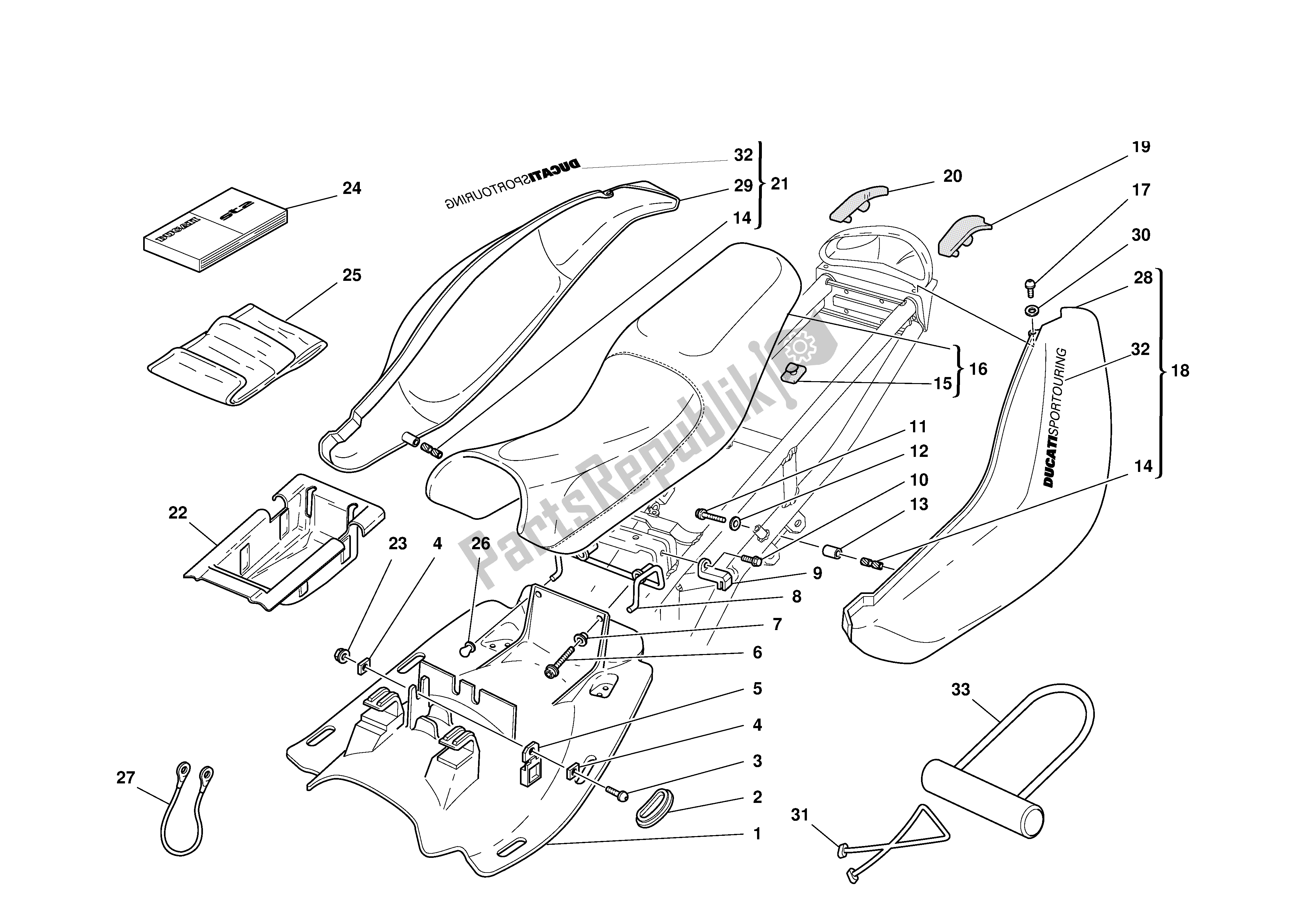 Tutte le parti per il Posto A Sedere del Ducati Sporttouring 4 916 2001