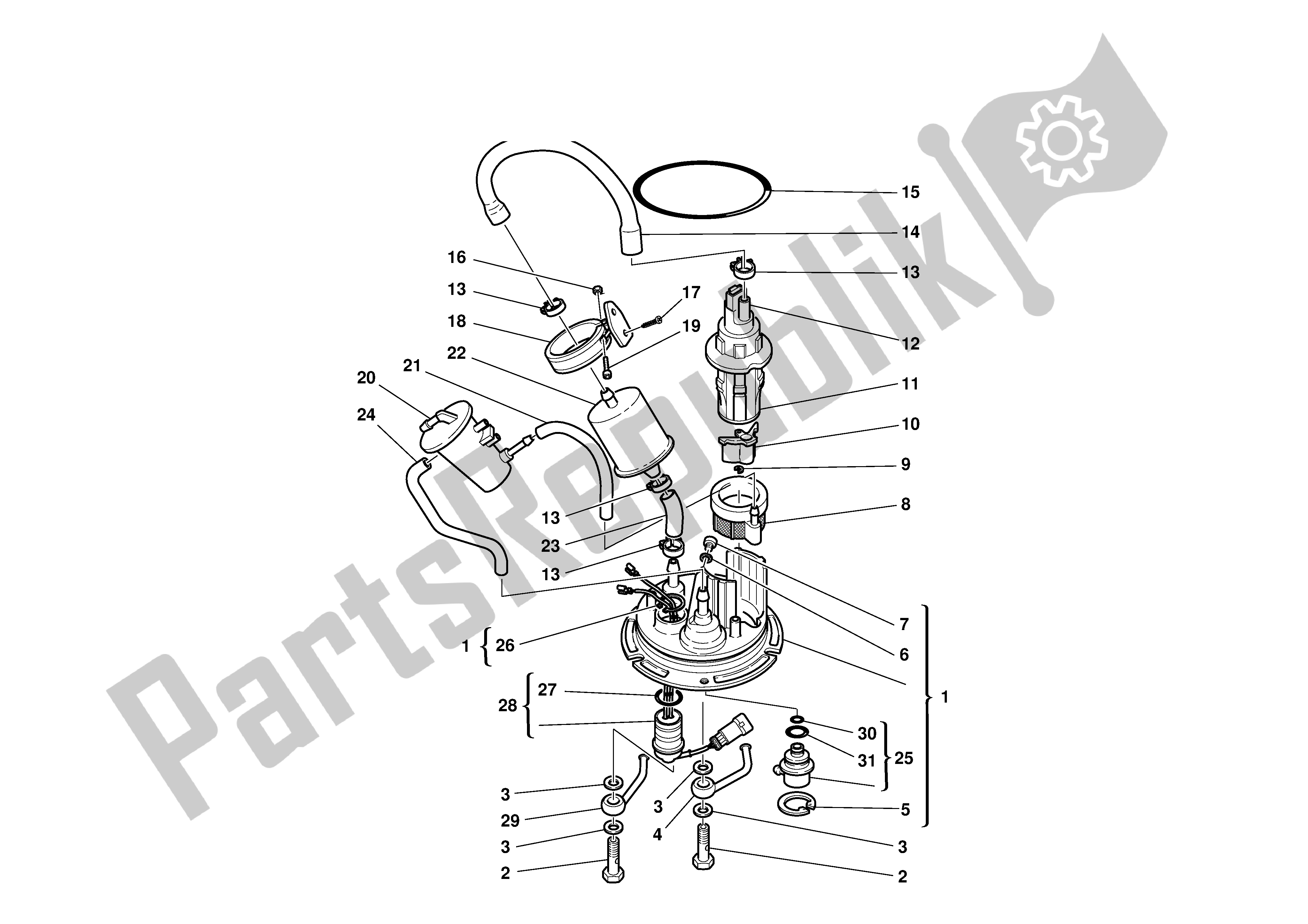 Tutte le parti per il Sistema Di Alimentazione Carburante del Ducati Sporttouring 4 916 2001