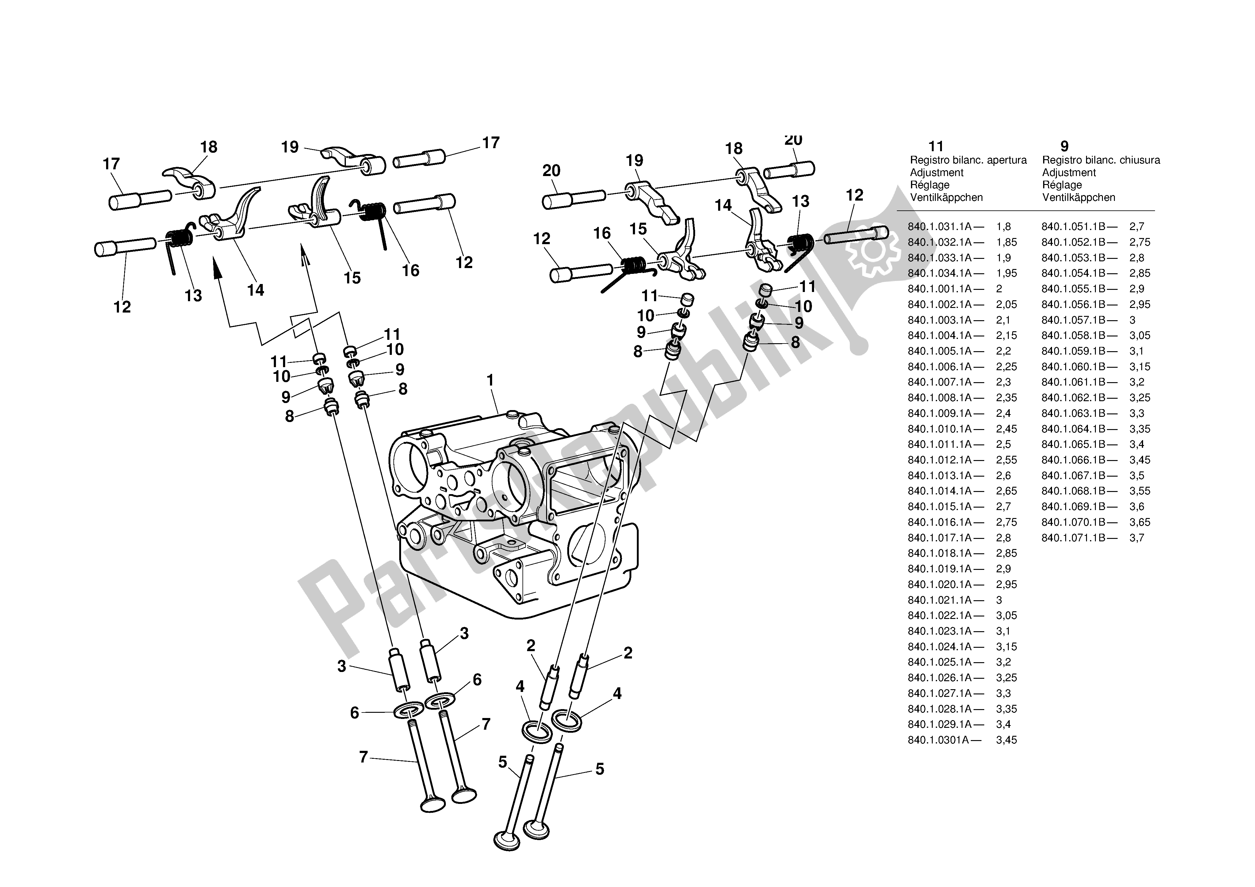 Tutte le parti per il Testa: Tempismo del Ducati Sporttouring 4 916 2001