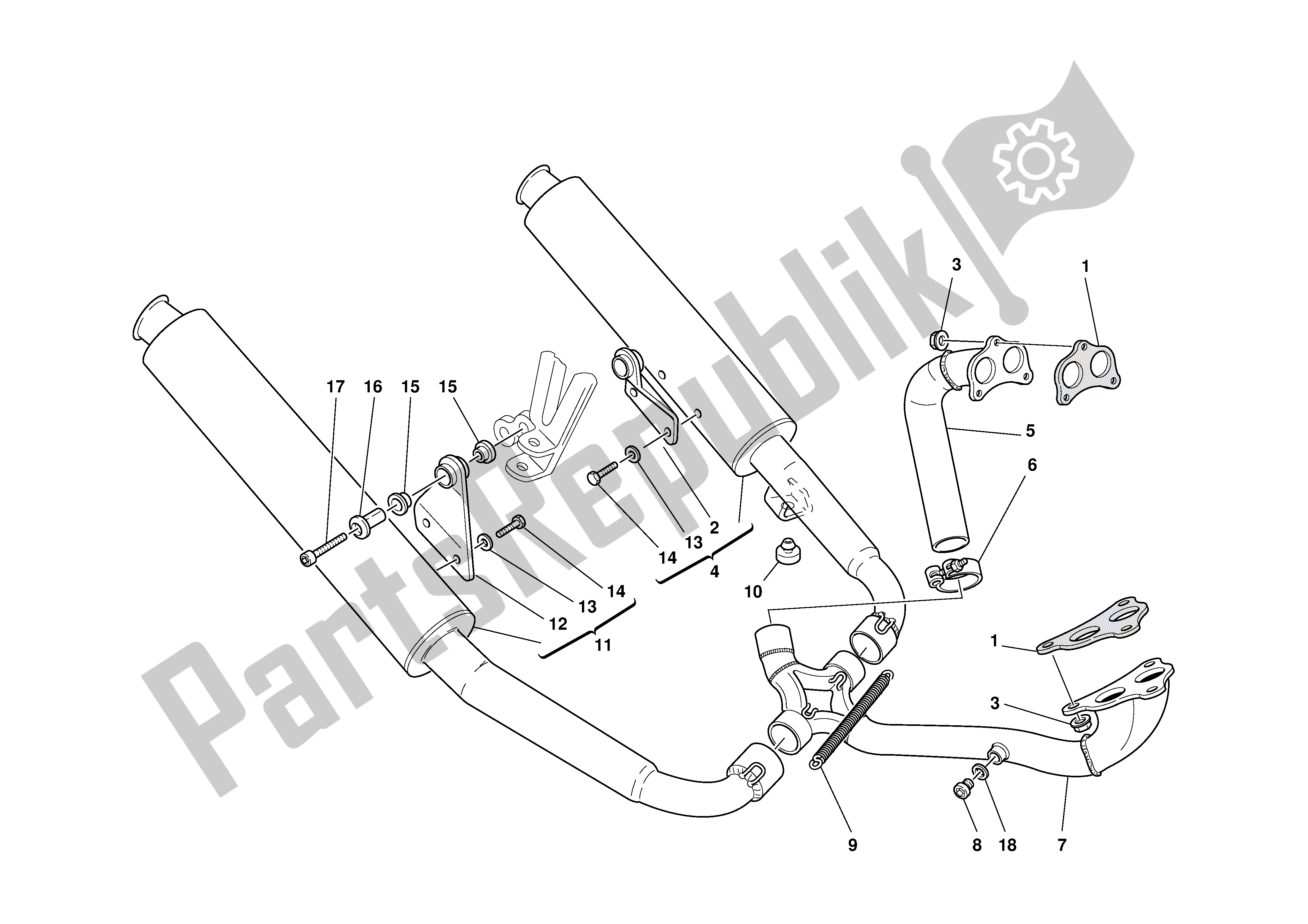 All parts for the Exhaust System of the Ducati Sporttouring 4 916 2001