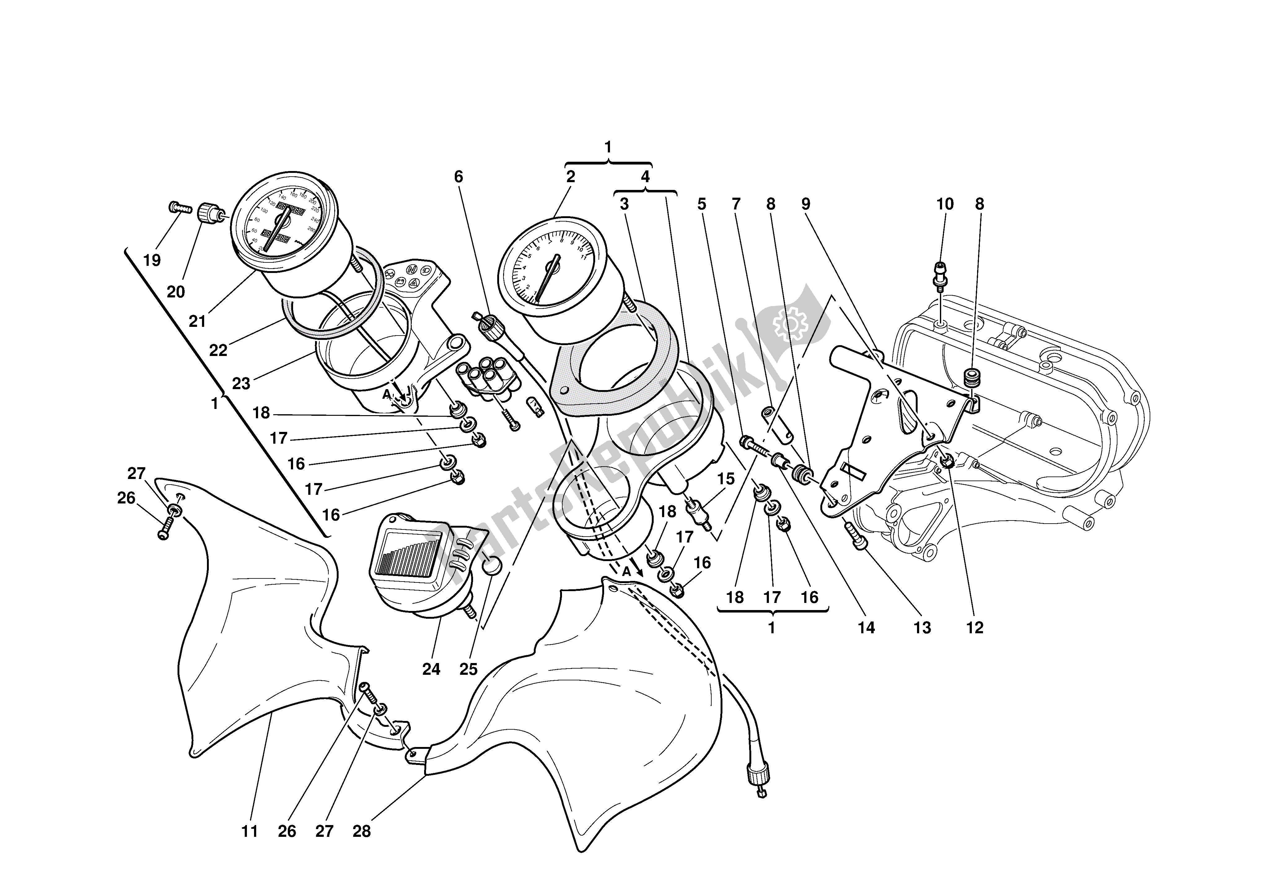 Tutte le parti per il Pannello Degli Strumenti del Ducati Sporttouring 4 916 2001