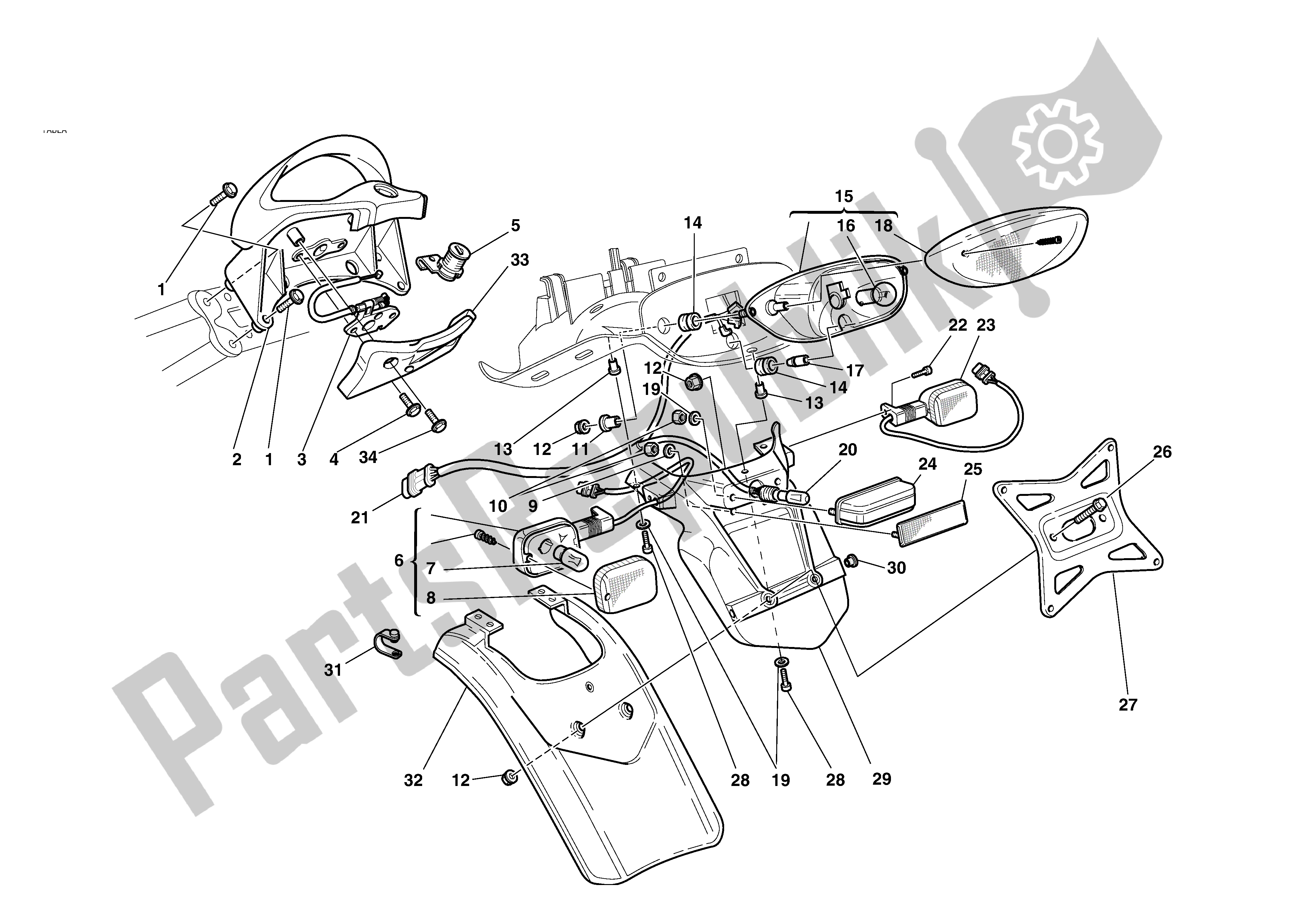 Tutte le parti per il Porta Targa del Ducati Sporttouring 4 S 996 2002