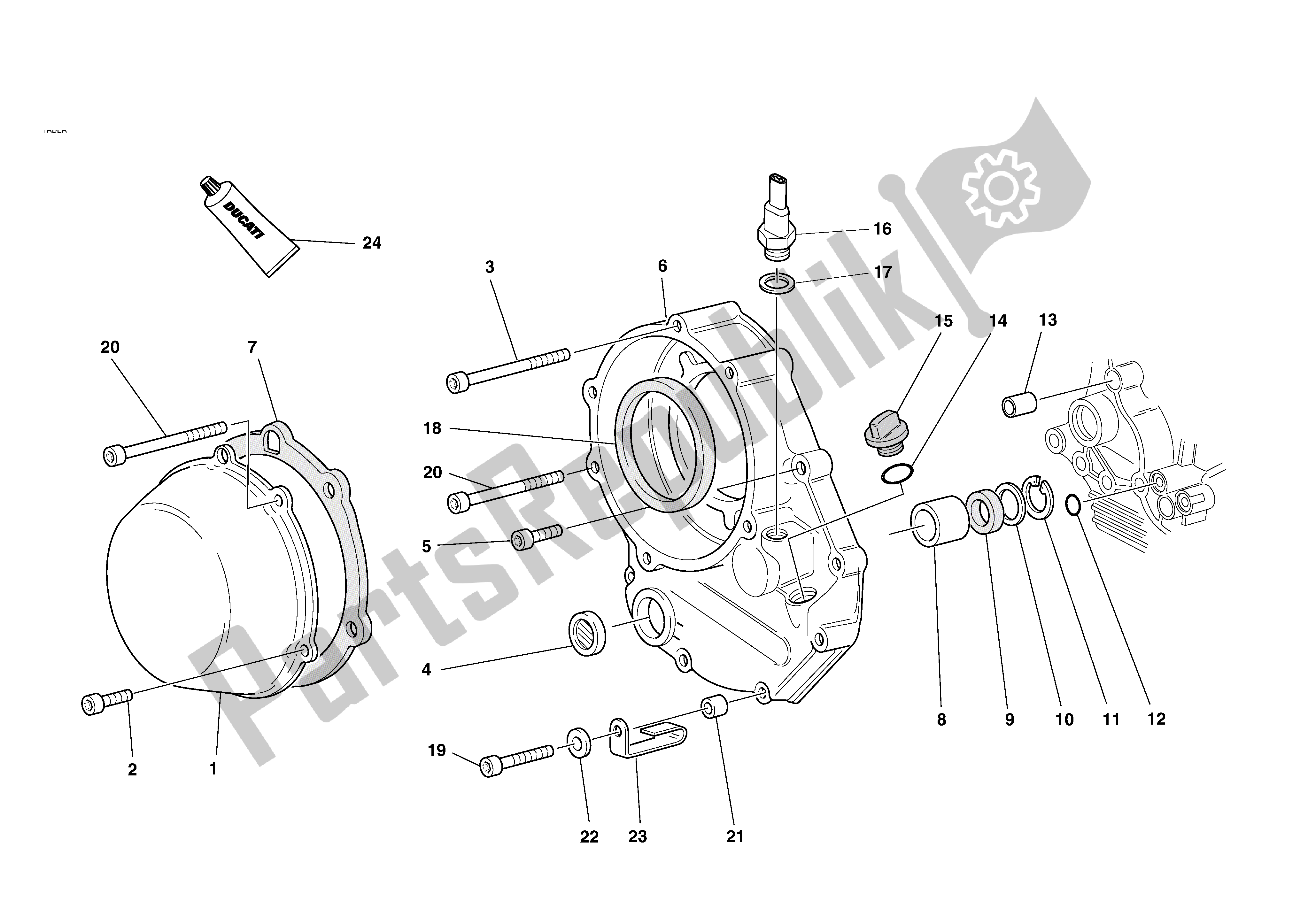 Tutte le parti per il Coperchio Frizione del Ducati Sporttouring 4 S 996 2002