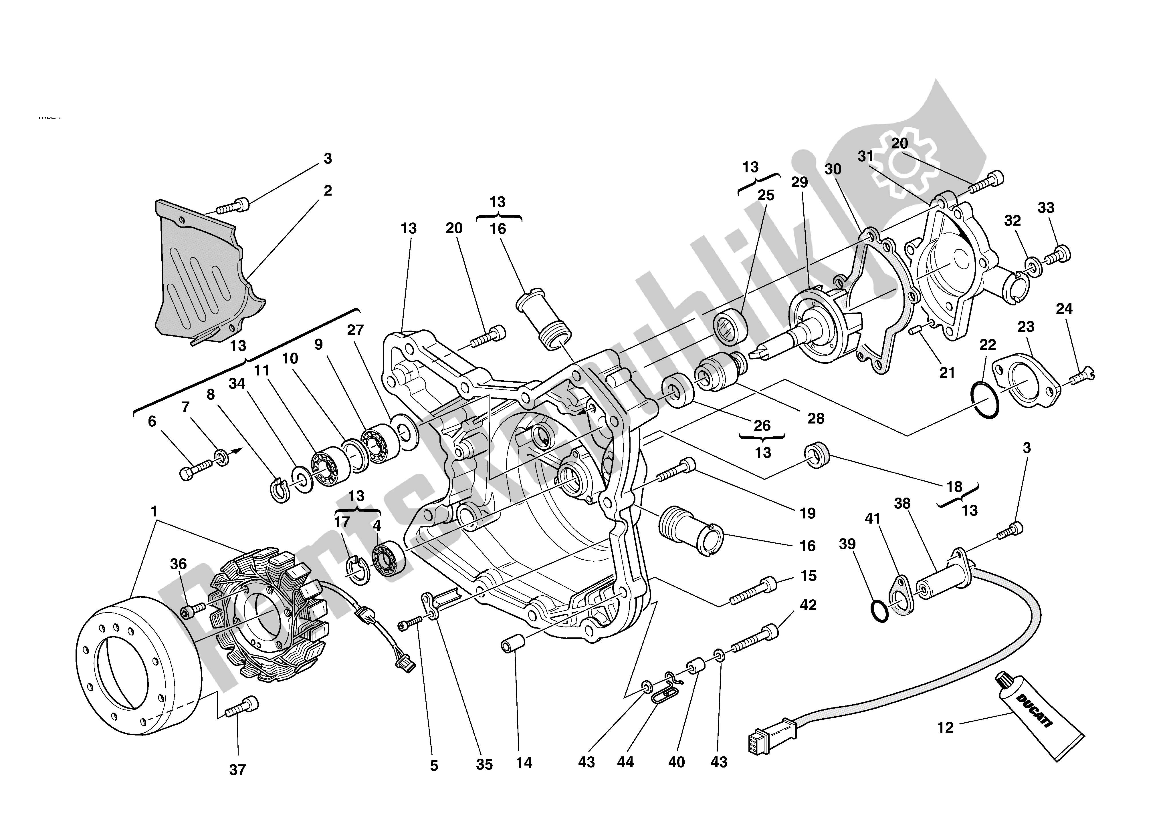 Tutte le parti per il Pompa Dell'acqua - Coperchio Dell'alternatore del Ducati Sporttouring 4 S 996 2002