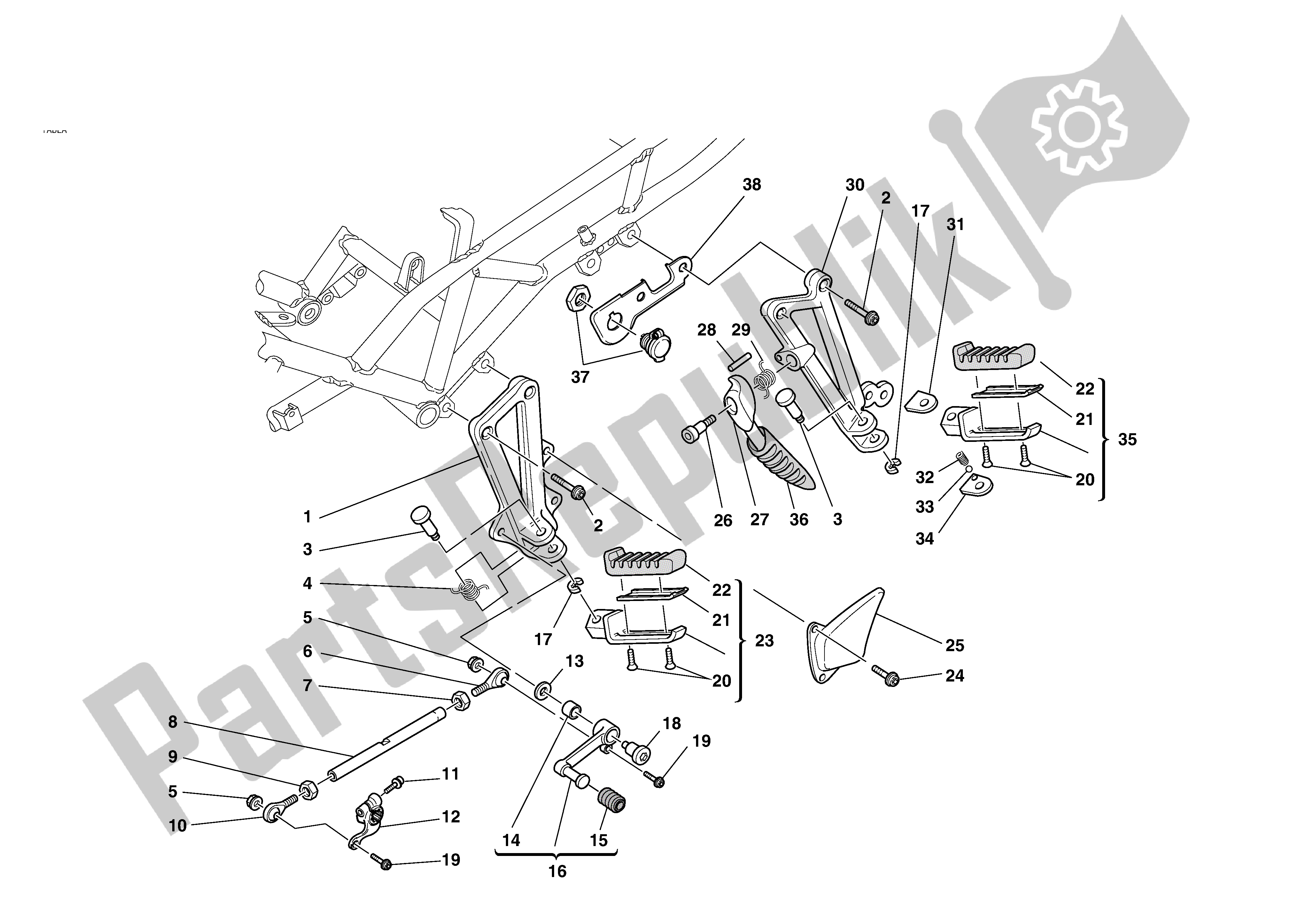 Tutte le parti per il L. H. Poggiapiedi del Ducati Sporttouring 4 S 996 2002