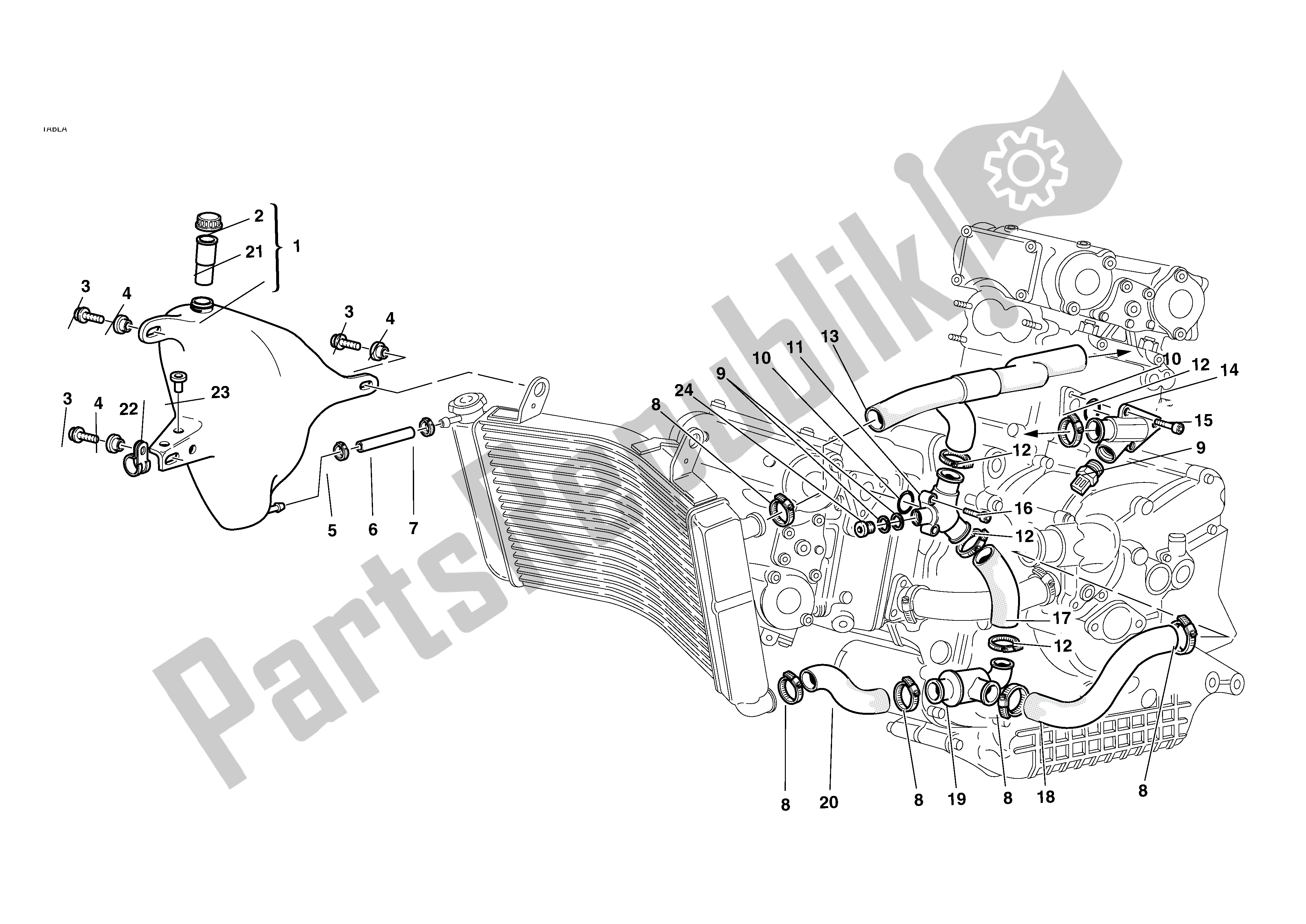 Alle onderdelen voor de Koelcircuit van de Ducati Sporttouring 4 S 996 2004