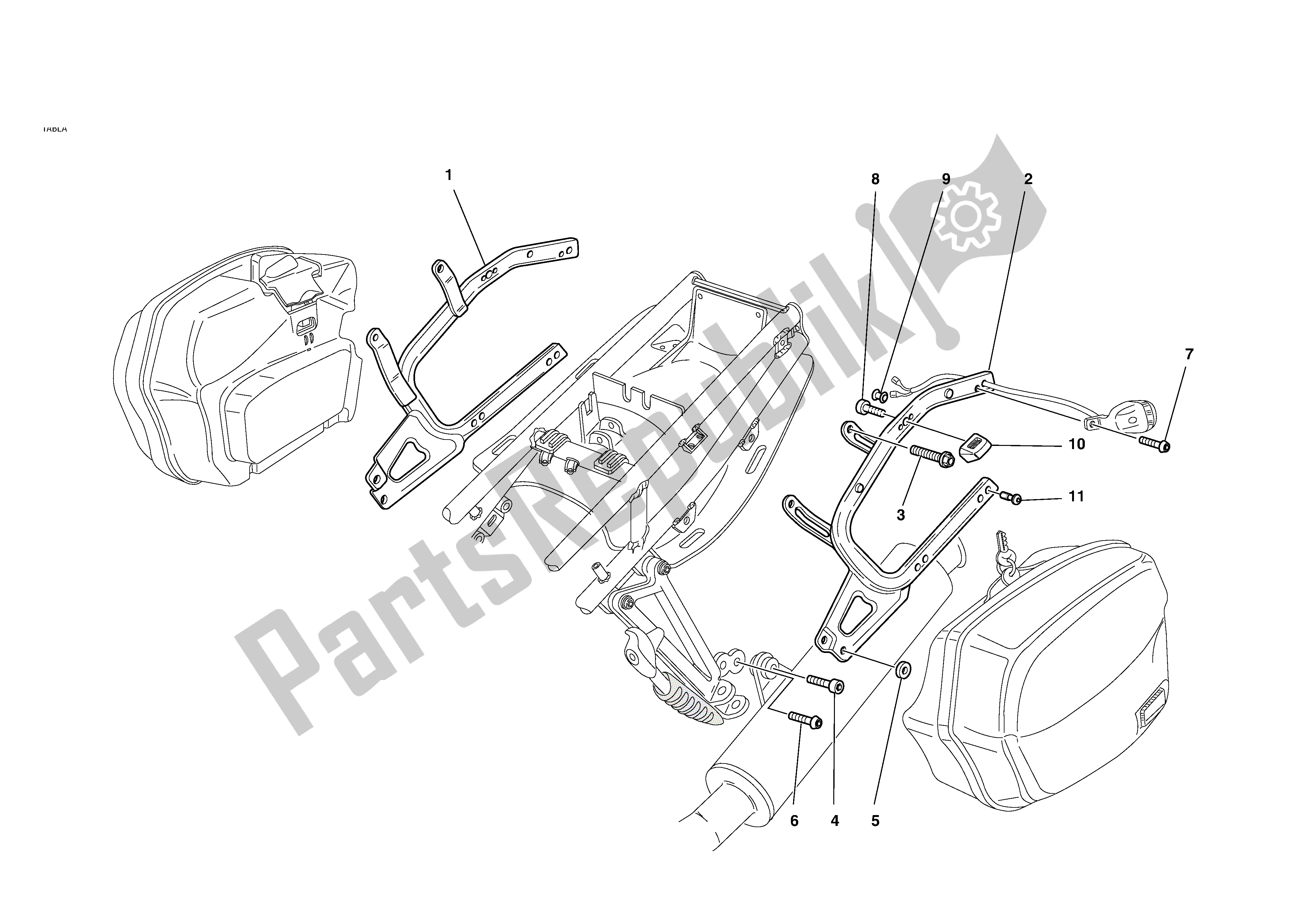 Alle onderdelen voor de Fietstassen Vast van de Ducati Sporttouring 4 S 996 2004