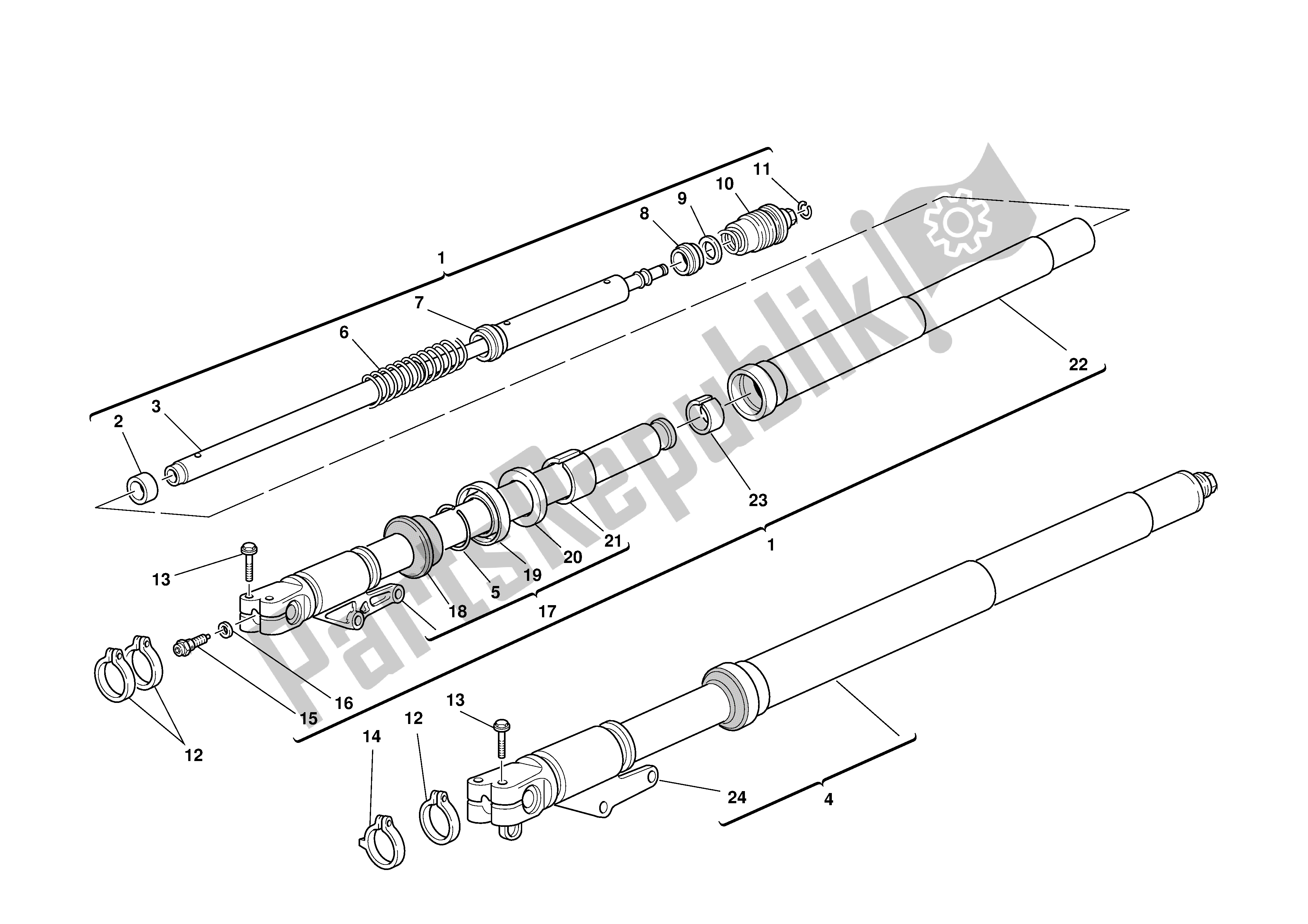 Todas las partes para Tenedor Frontal de Ducati Sporttouring 4 S ABS 996 2003