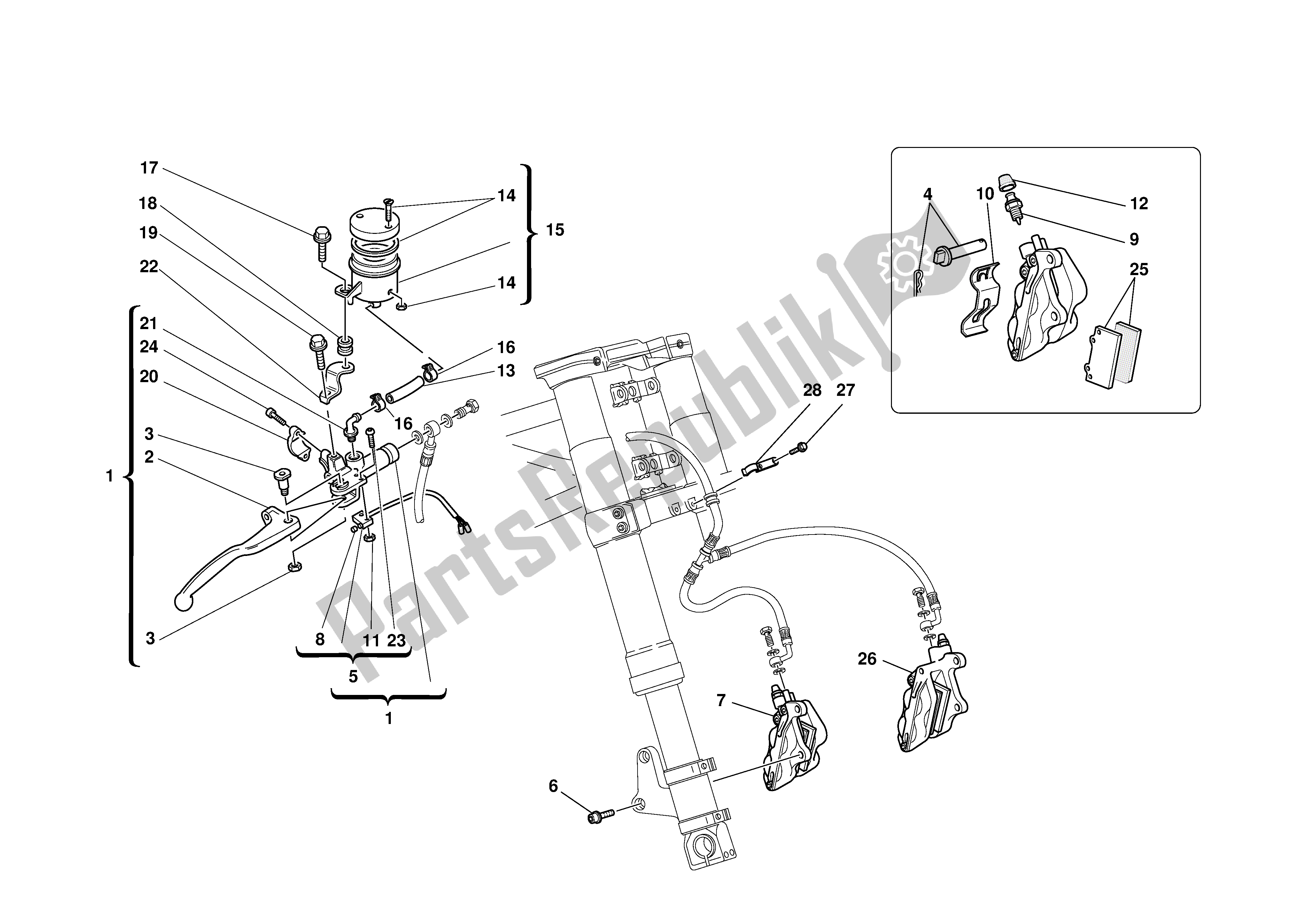 Tutte le parti per il Freno Idraulico Anteriore del Ducati Sporttouring 4 S ABS 996 2003