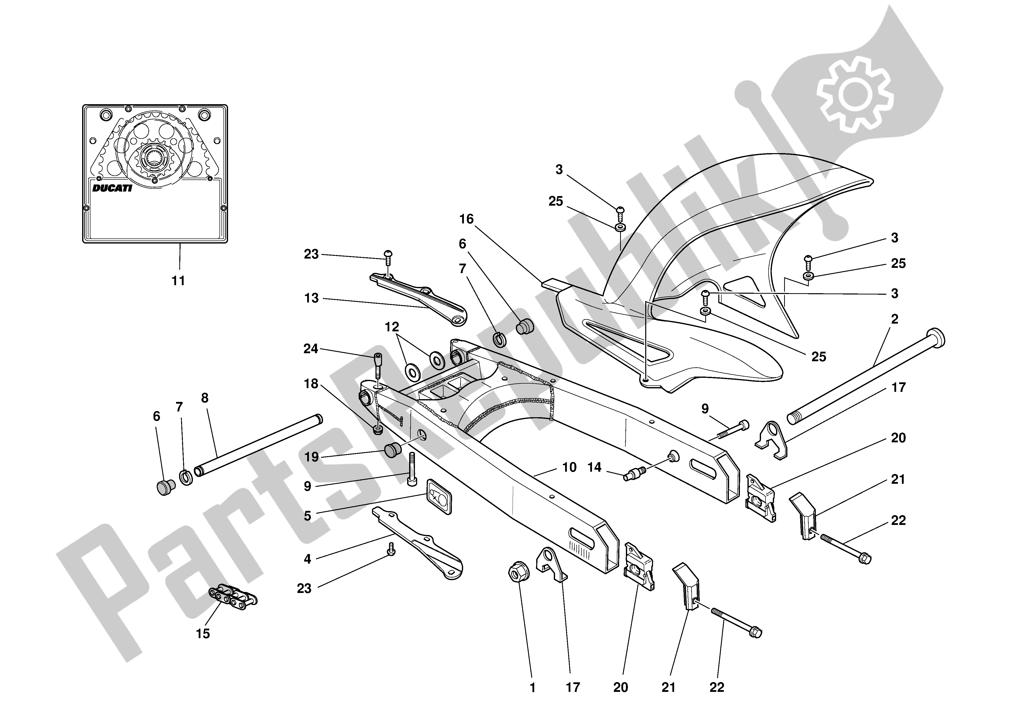 Tutte le parti per il Forcellone E Catena del Ducati Sporttouring 4 S ABS 996 2003