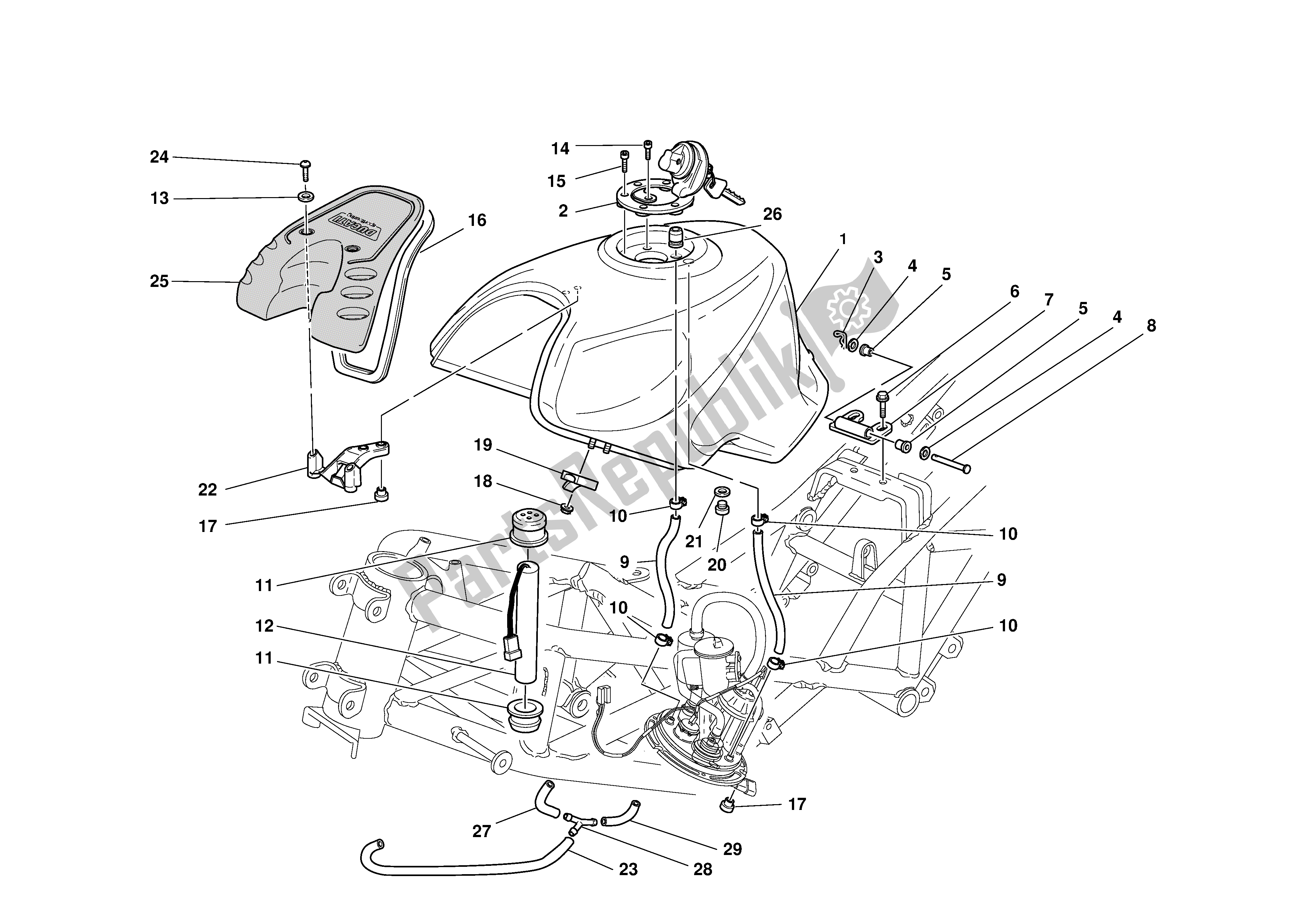 Tutte le parti per il Serbatoio Di Carburante del Ducati Sporttouring 4 S ABS 996 2003