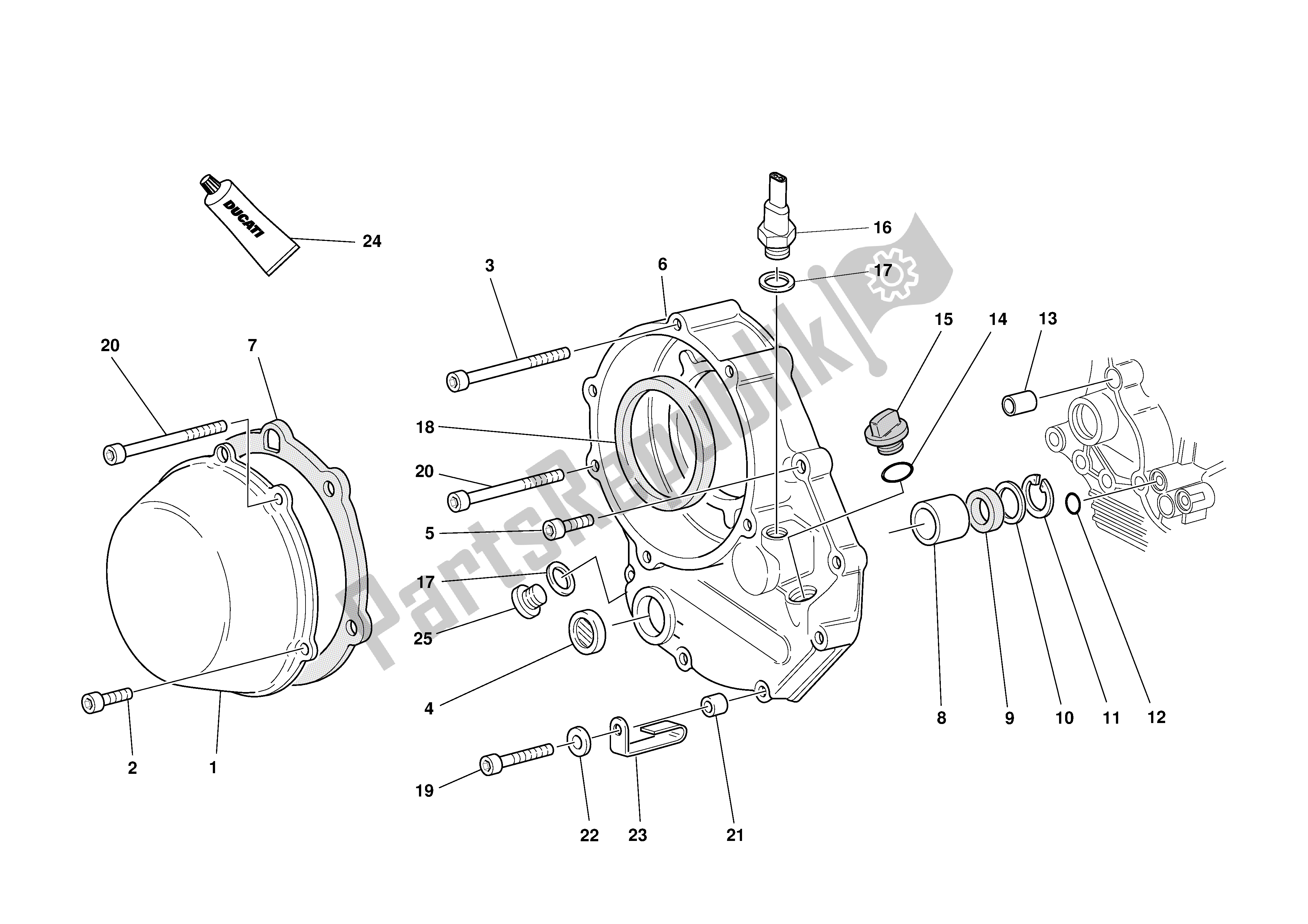 Tutte le parti per il Coperchio Frizione del Ducati Sporttouring 4 S ABS 996 2003