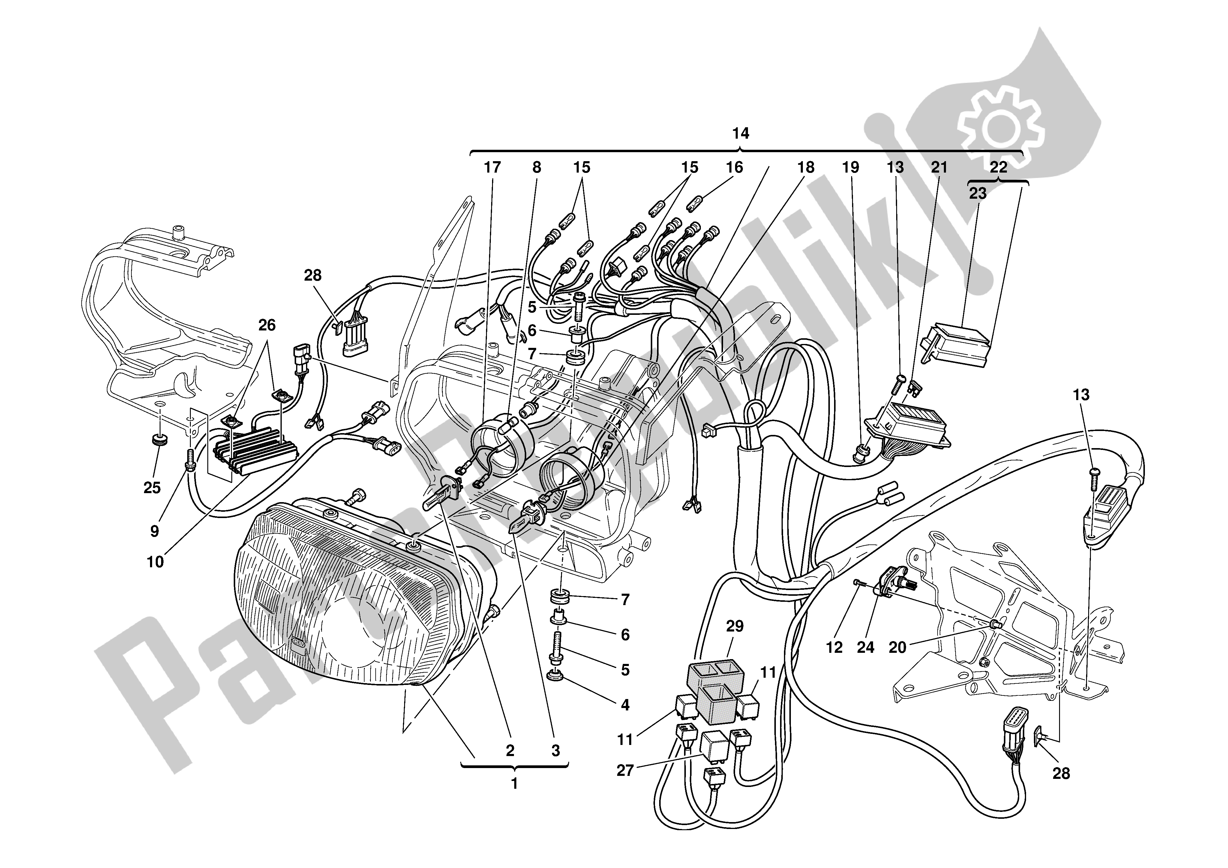 Tutte le parti per il Fari E Cablaggio Elettrico del Ducati Sporttouring 4 S ABS 996 2003