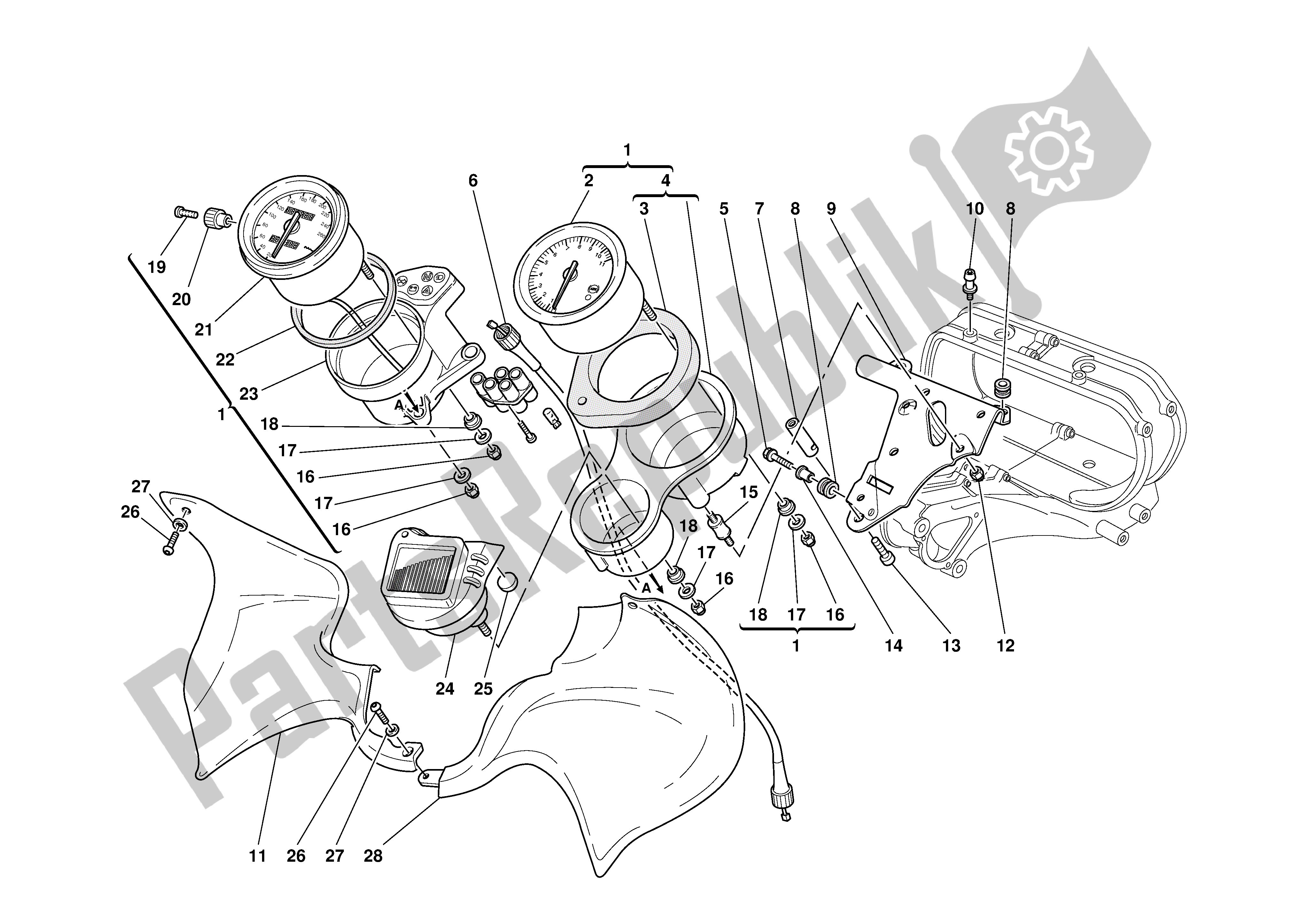 Tutte le parti per il Pannello Degli Strumenti del Ducati Sporttouring 4 S ABS 996 2003