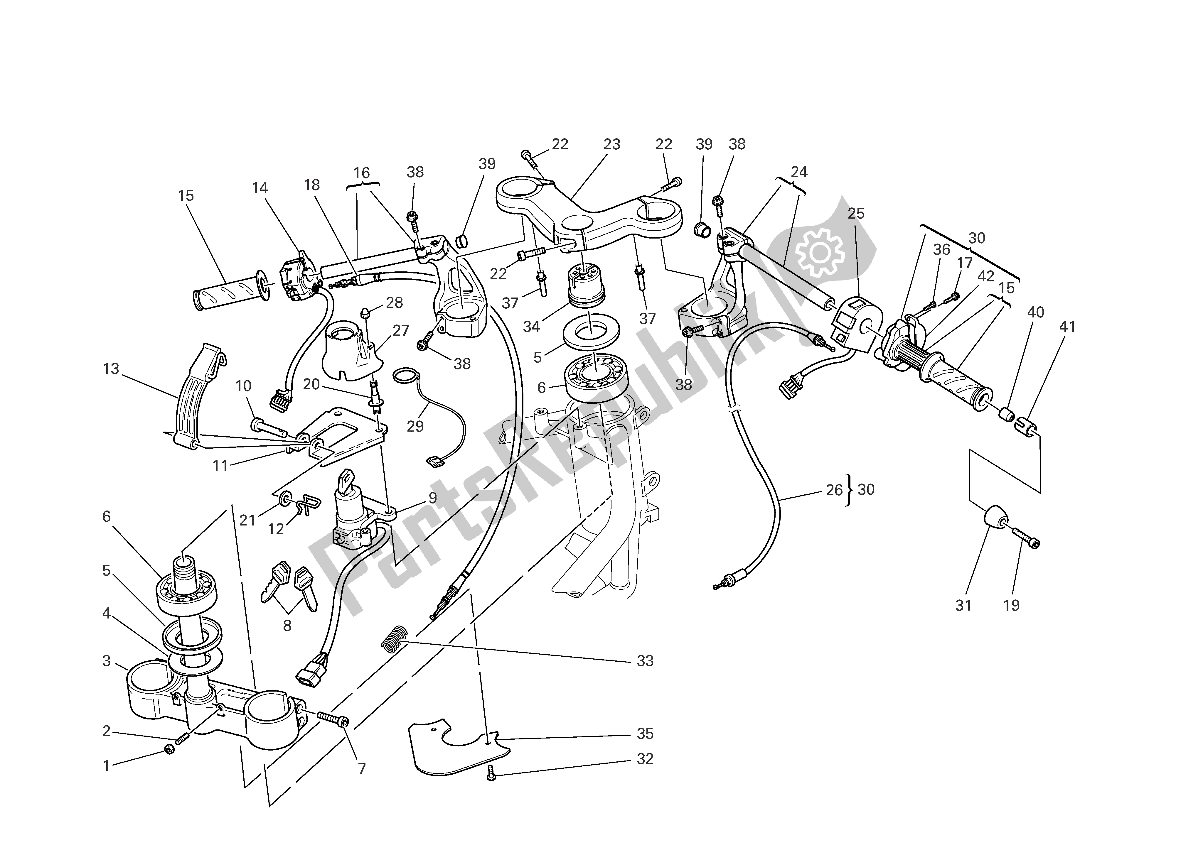 Tutte le parti per il Mezzo Manubrio E Comandi del Ducati Sporttouring 4 S ABS 996 2005