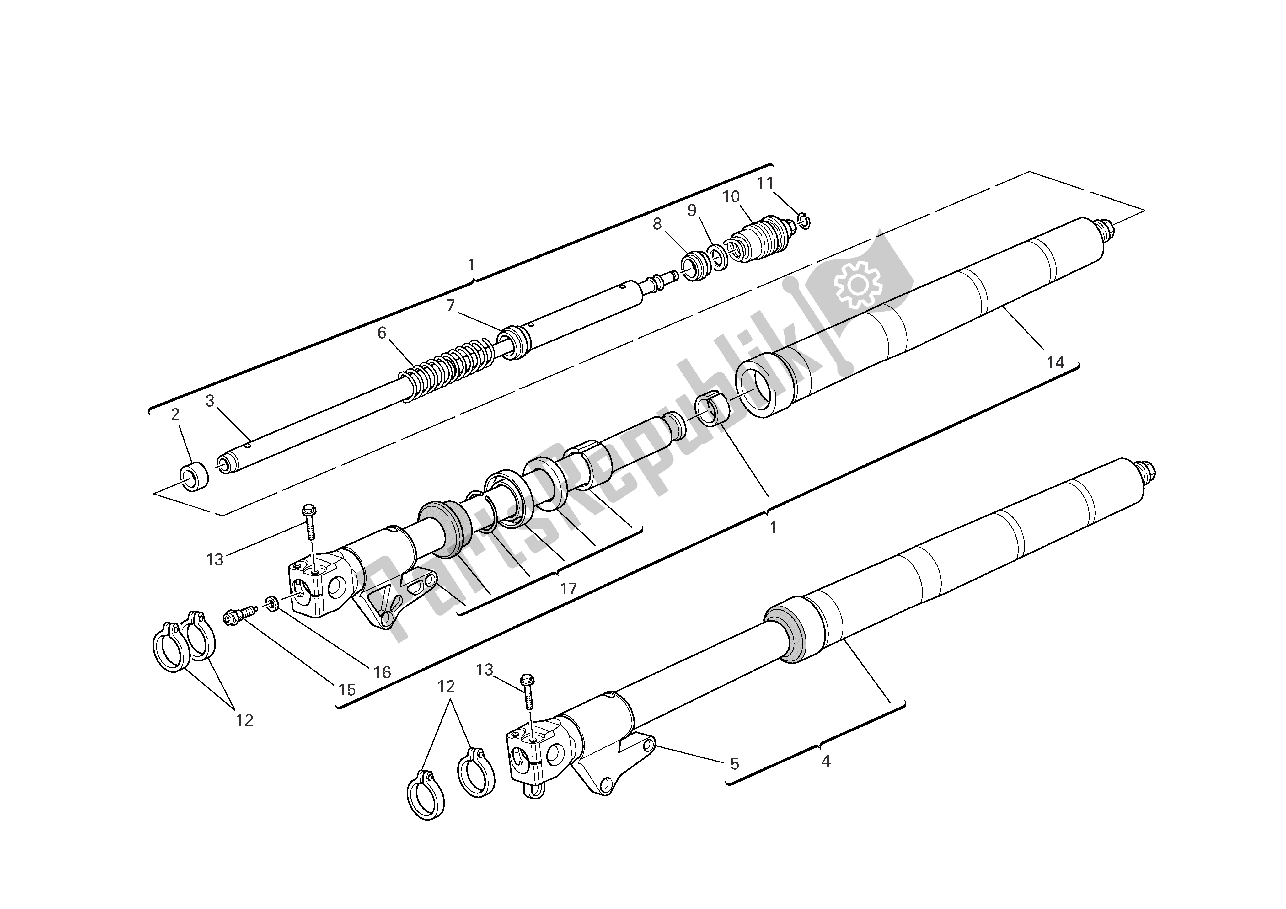 Tutte le parti per il Forcella Anteriore del Ducati Sporttouring 4 S ABS 996 2005