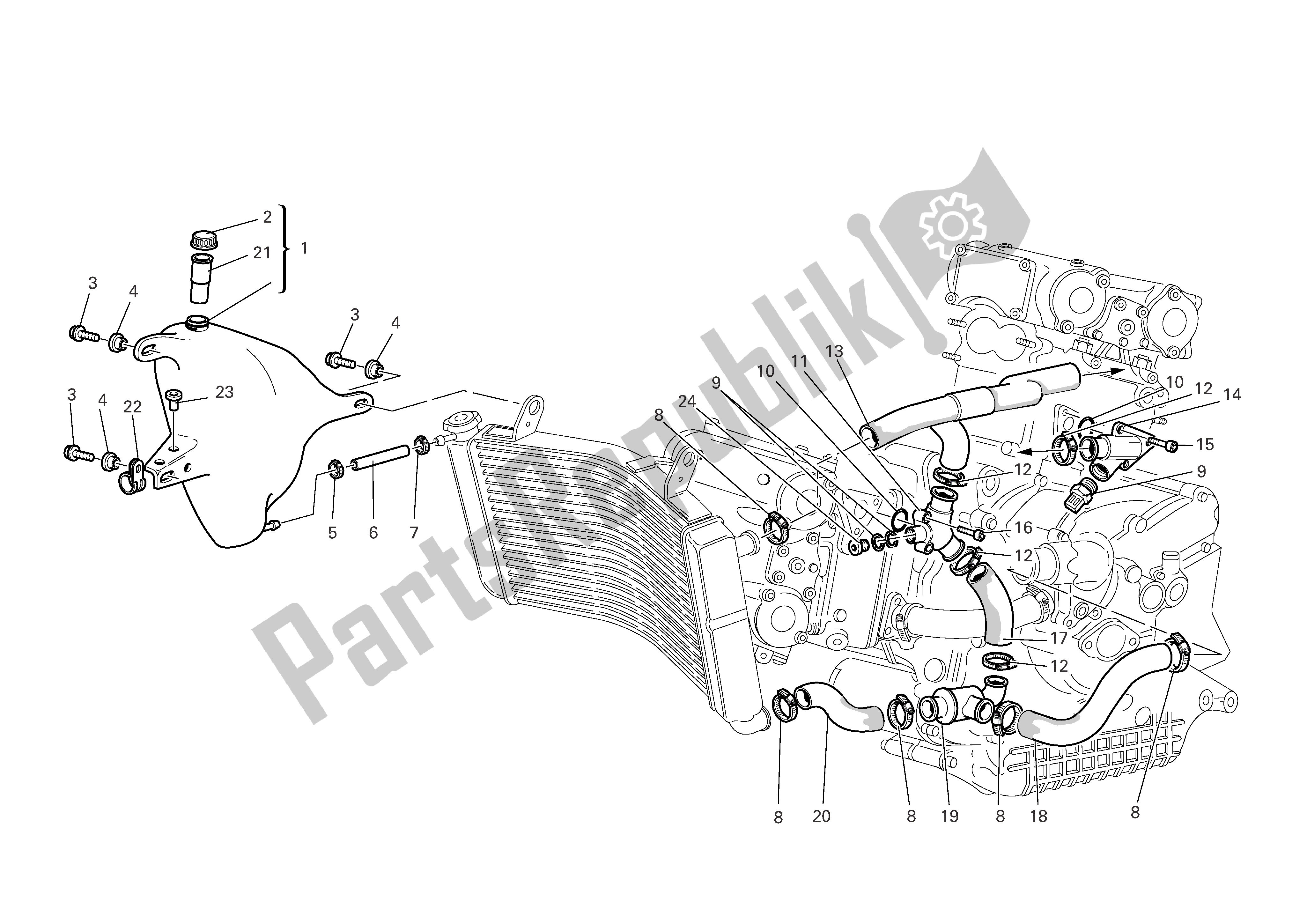 Alle onderdelen voor de Koelcircuit van de Ducati Sporttouring 4 S ABS 996 2005