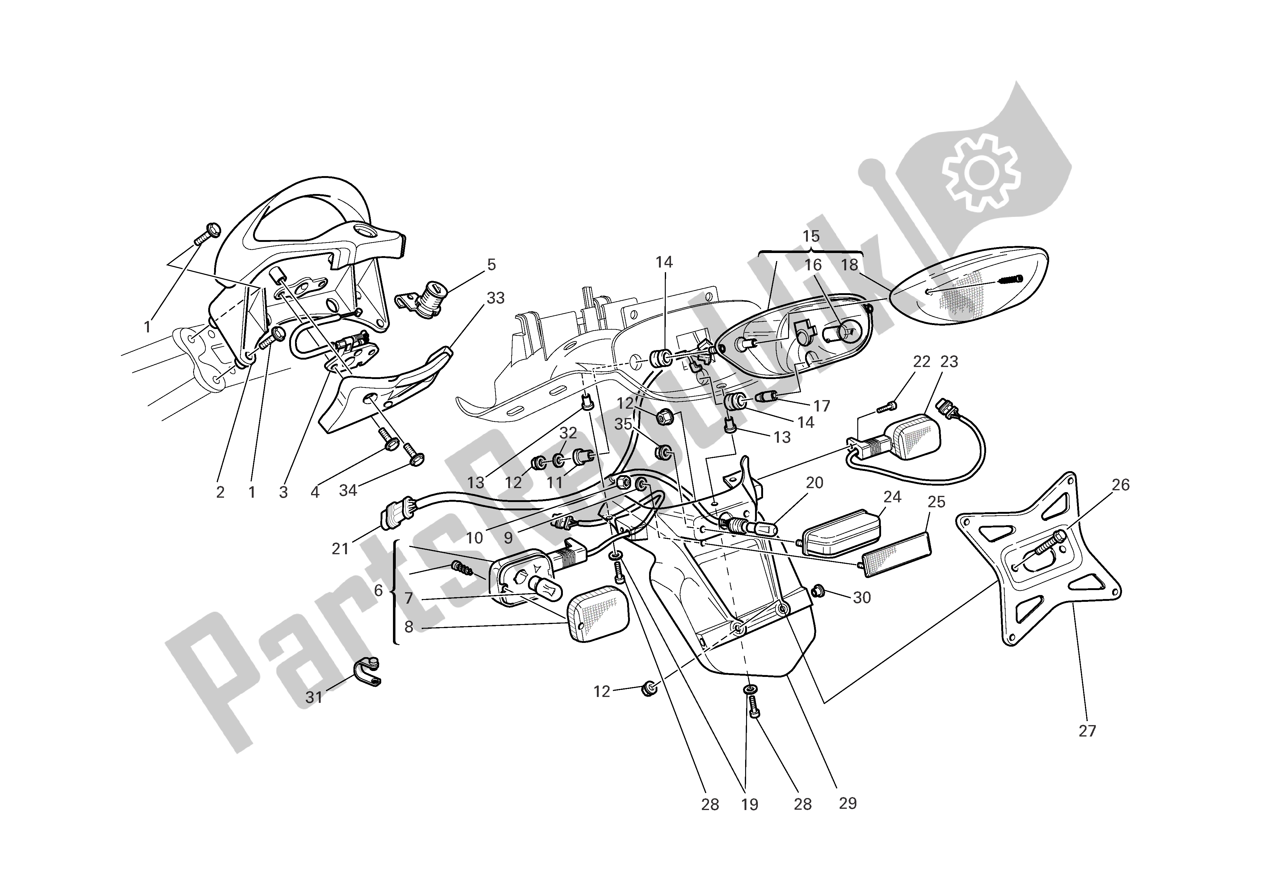 Alle onderdelen voor de Nummerplaathouder van de Ducati Sporttouring 4 S ABS 996 2005