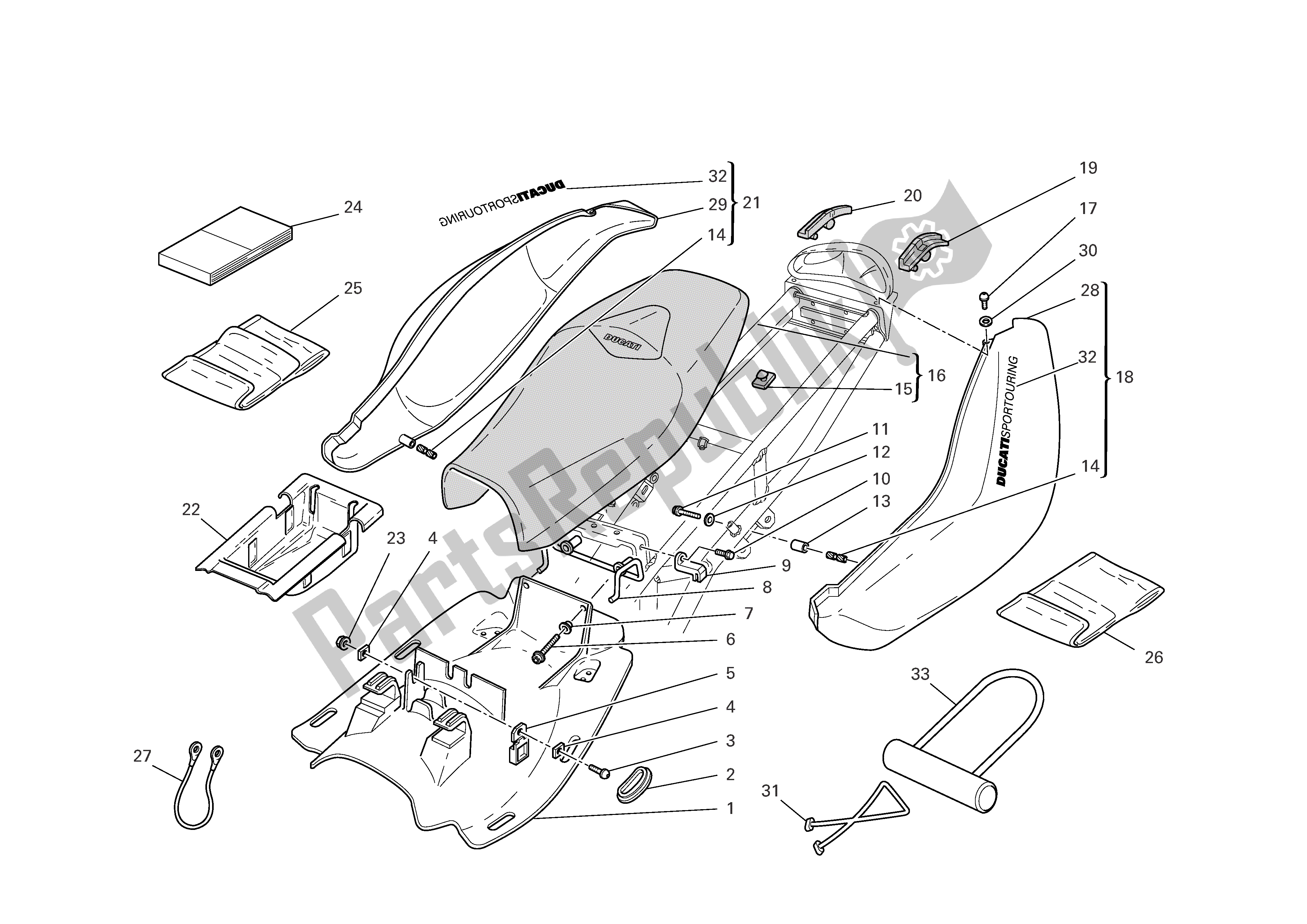 All parts for the Seat of the Ducati Sporttouring 4 S ABS 996 2005