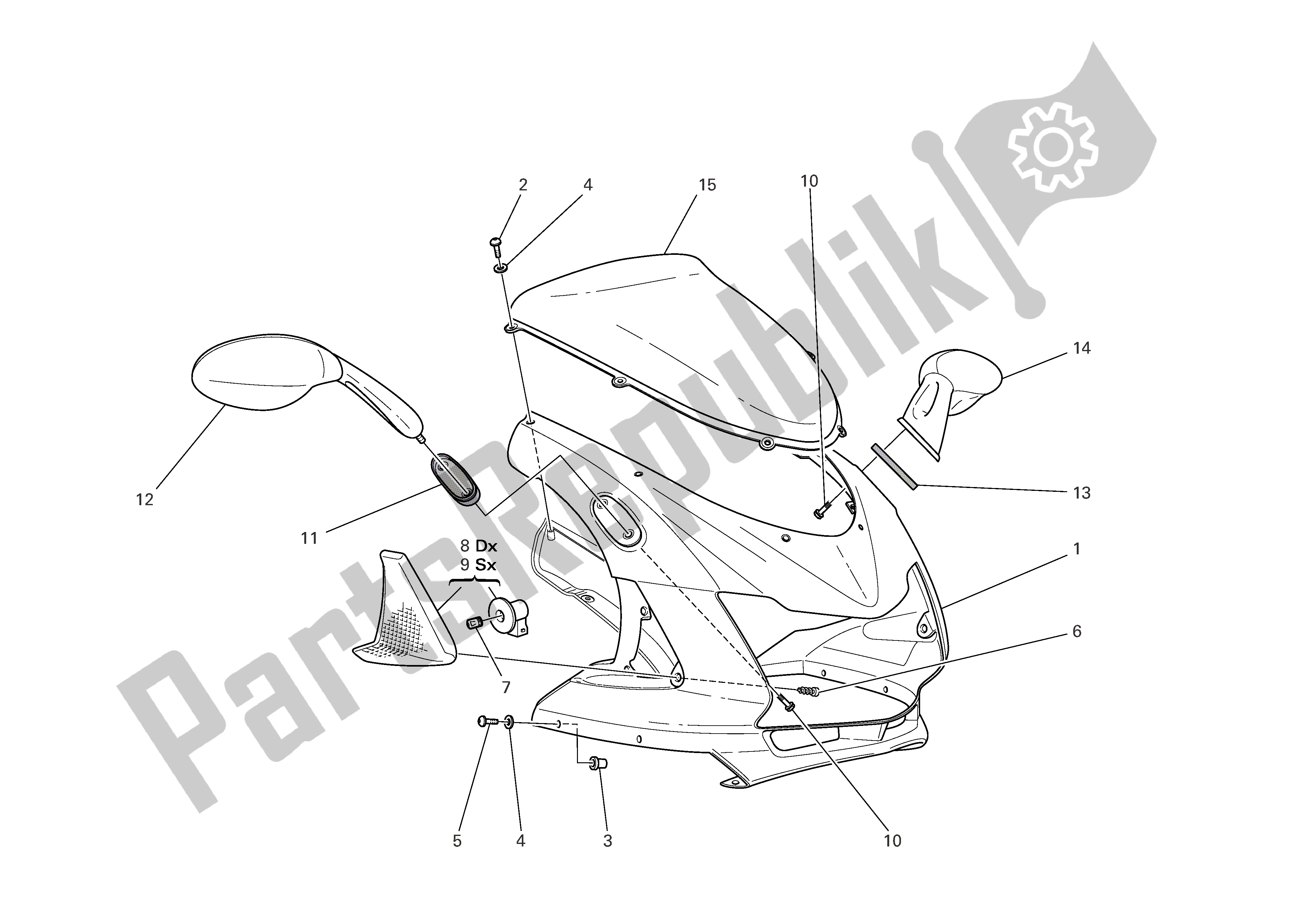 Tutte le parti per il Carenatura Del Faro del Ducati Sporttouring 4 S ABS 996 2005