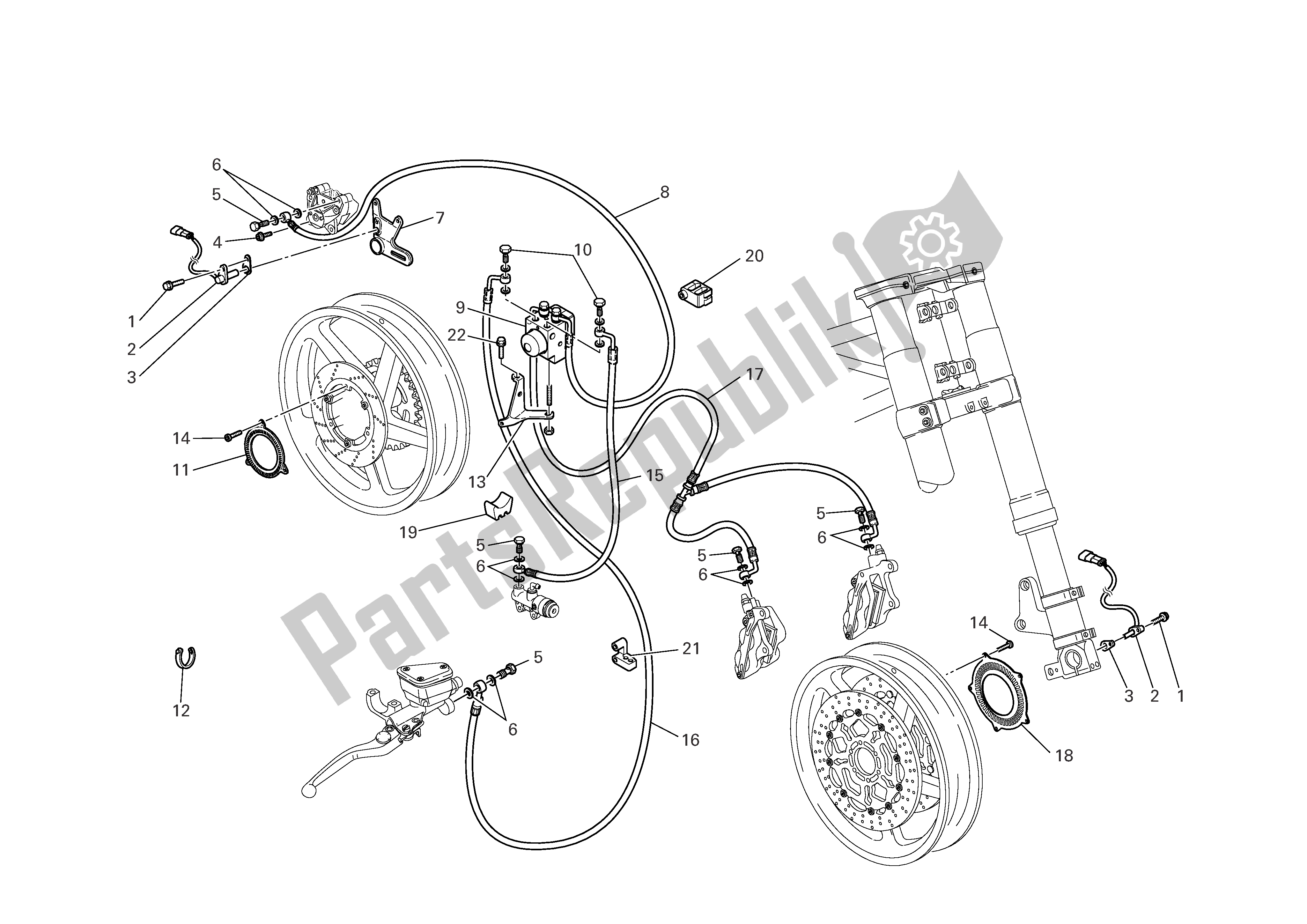 Tutte le parti per il Sistema Antibloccaggio (abs) del Ducati Sporttouring 4 S ABS 996 2005