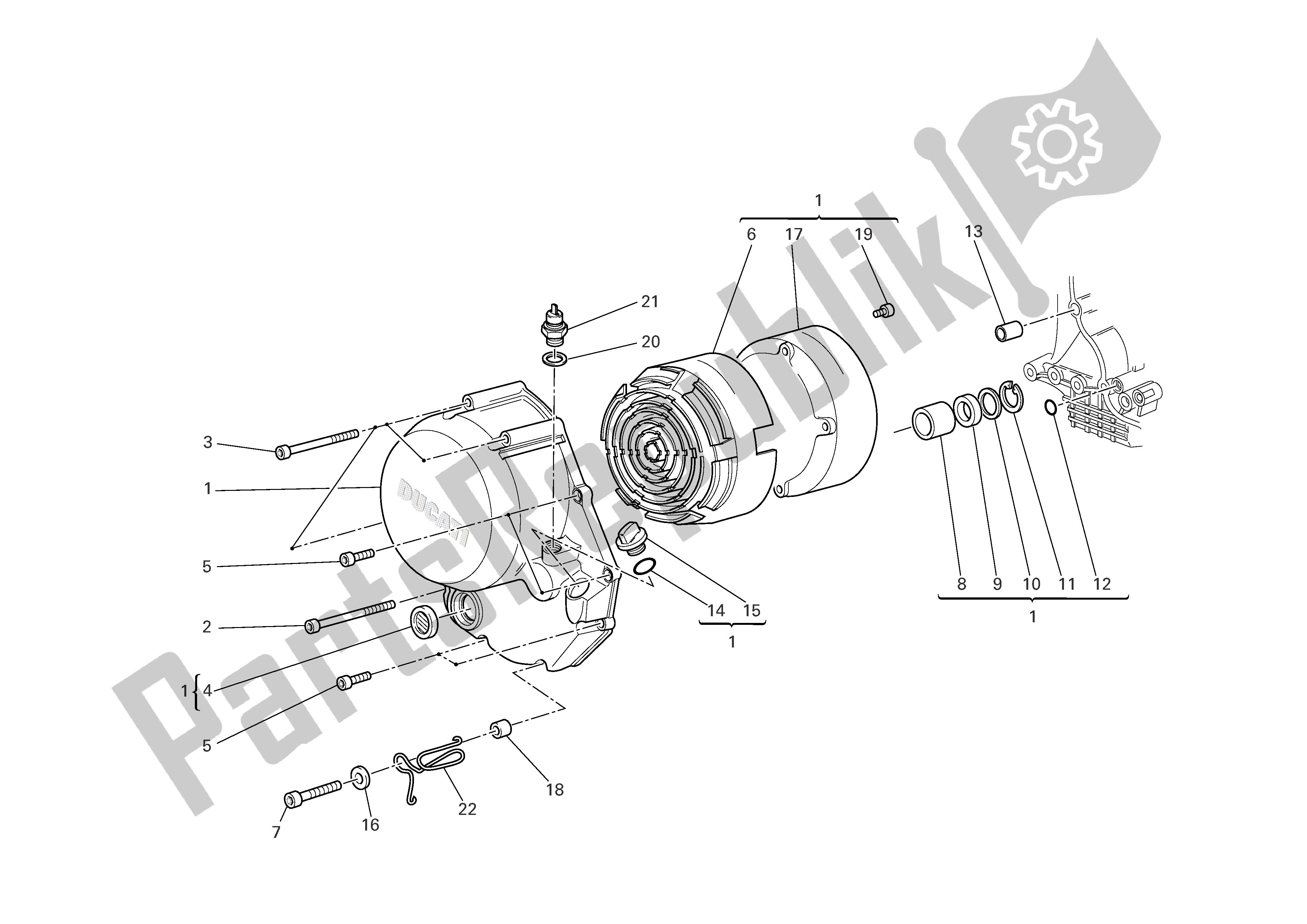 Tutte le parti per il Coperchio Frizione del Ducati Sporttouring 4 S ABS 996 2005