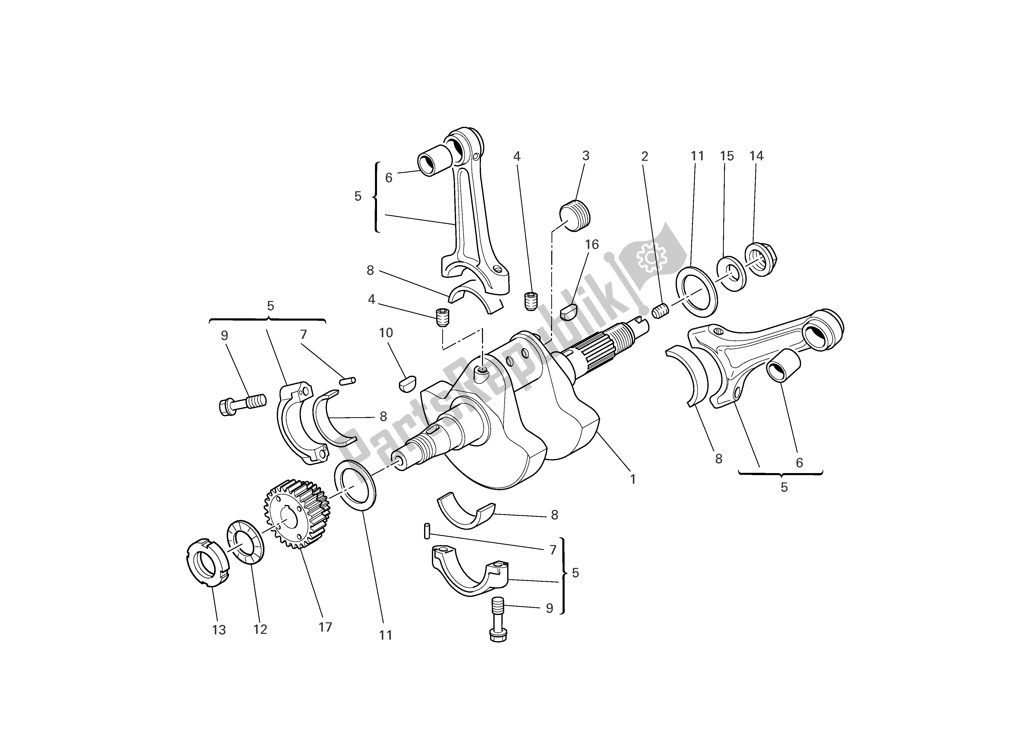 All parts for the Crankshaft of the Ducati Sporttouring 4 S ABS 996 2005