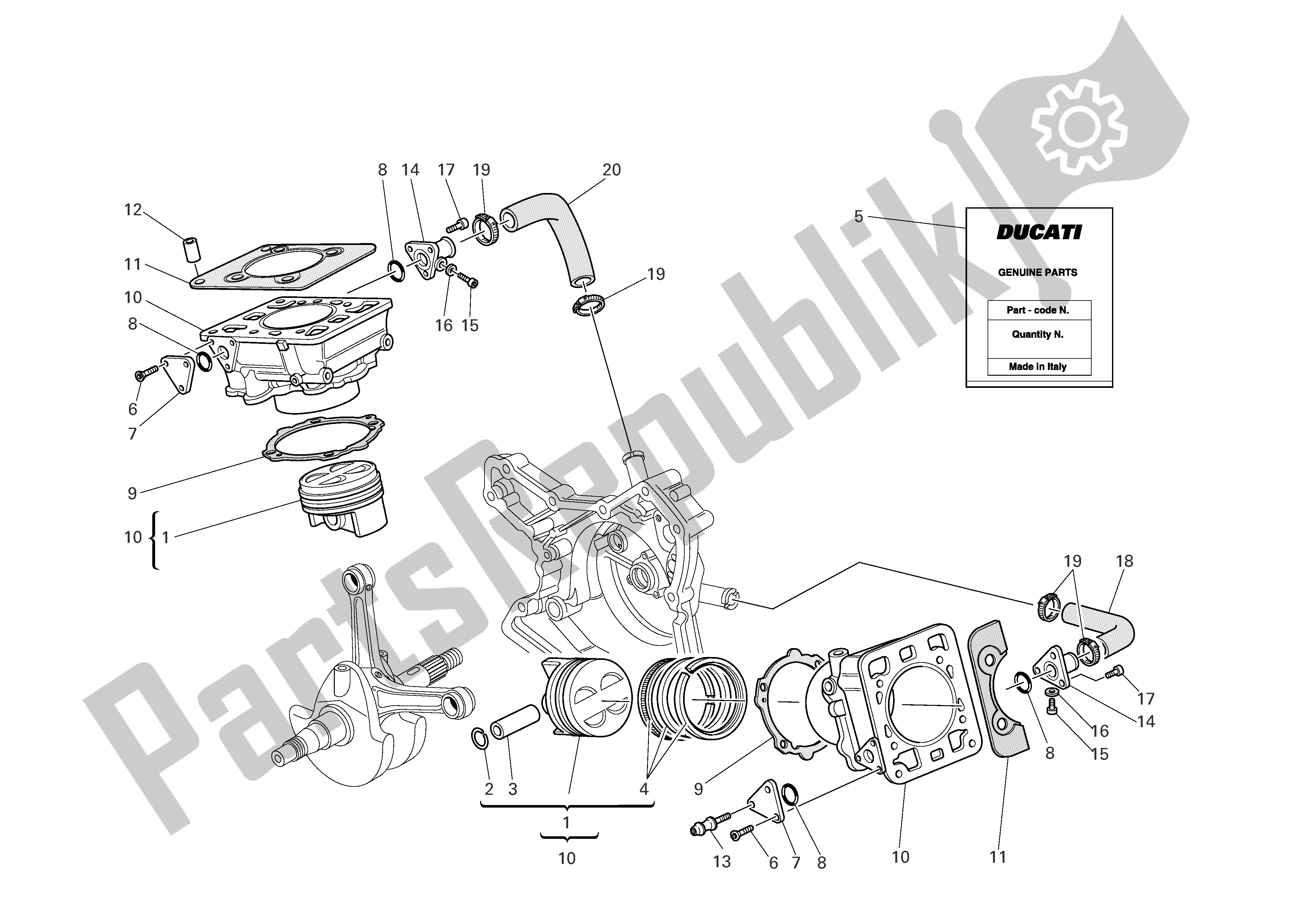 Tutte le parti per il Cilindri - Pistoni del Ducati Sporttouring 4 S ABS 996 2005