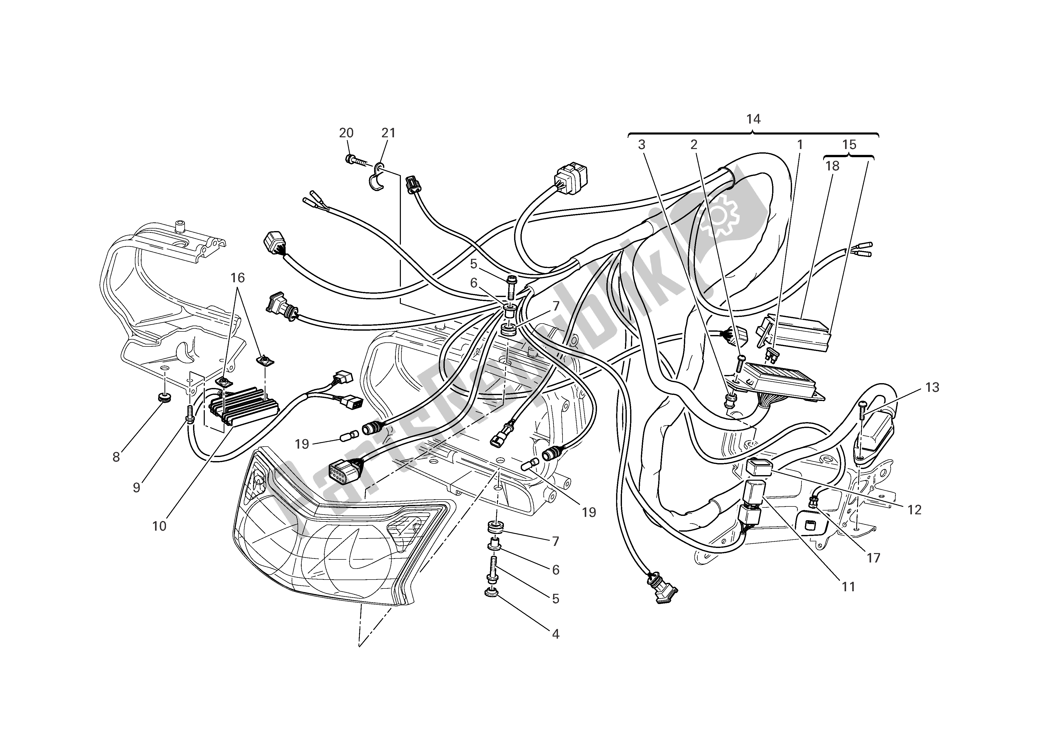 Tutte le parti per il Fari E Cablaggio Elettrico del Ducati Sporttouring 4 S ABS 996 2005