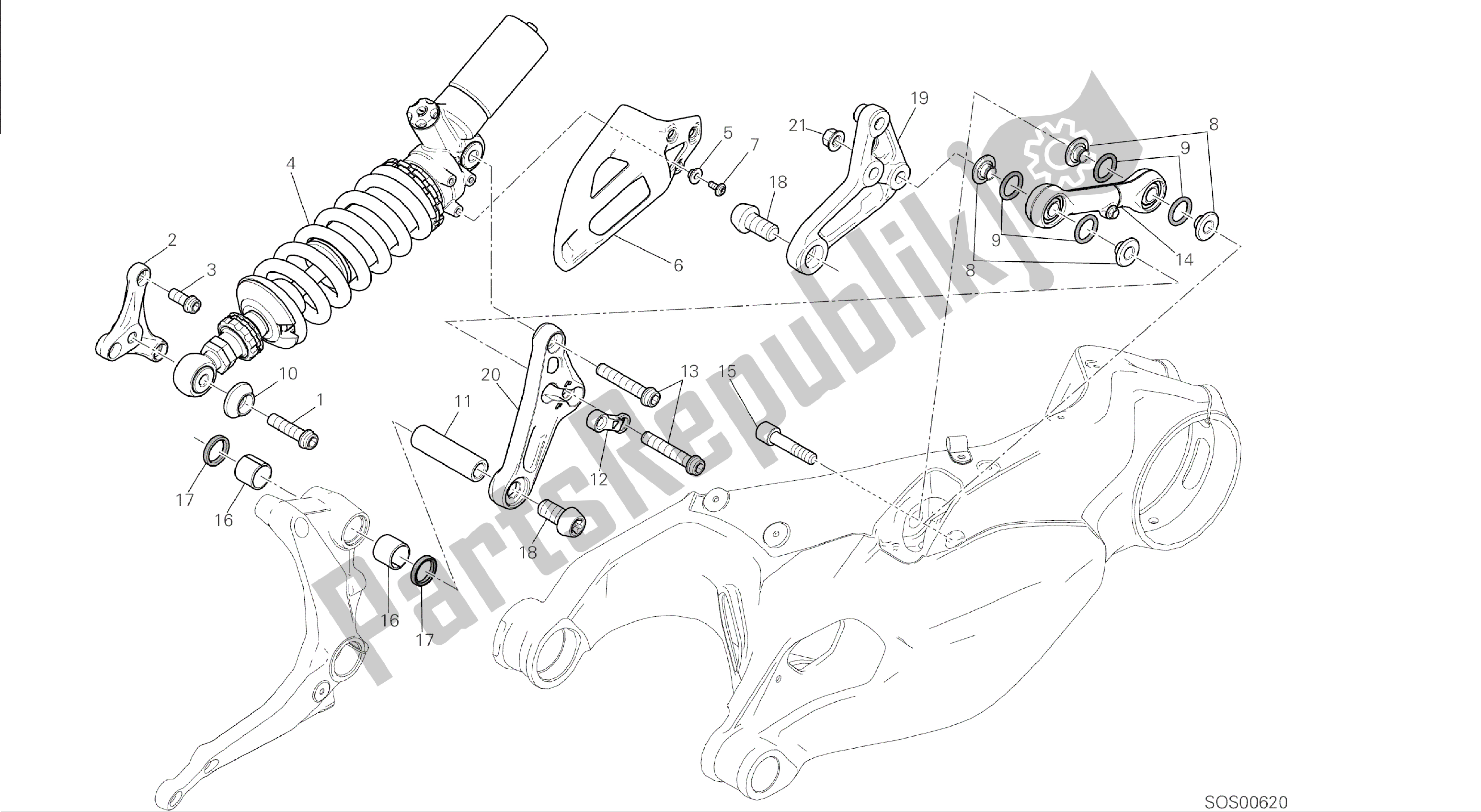 Todas las partes para Dibujo 028 - Sospensione Posteriore [mod: 1199abs; Xst: Aus, Bra, Chn, Eur, Fra, Jap] Marco De Grupo de Ducati Panigale ABS 1199 2014