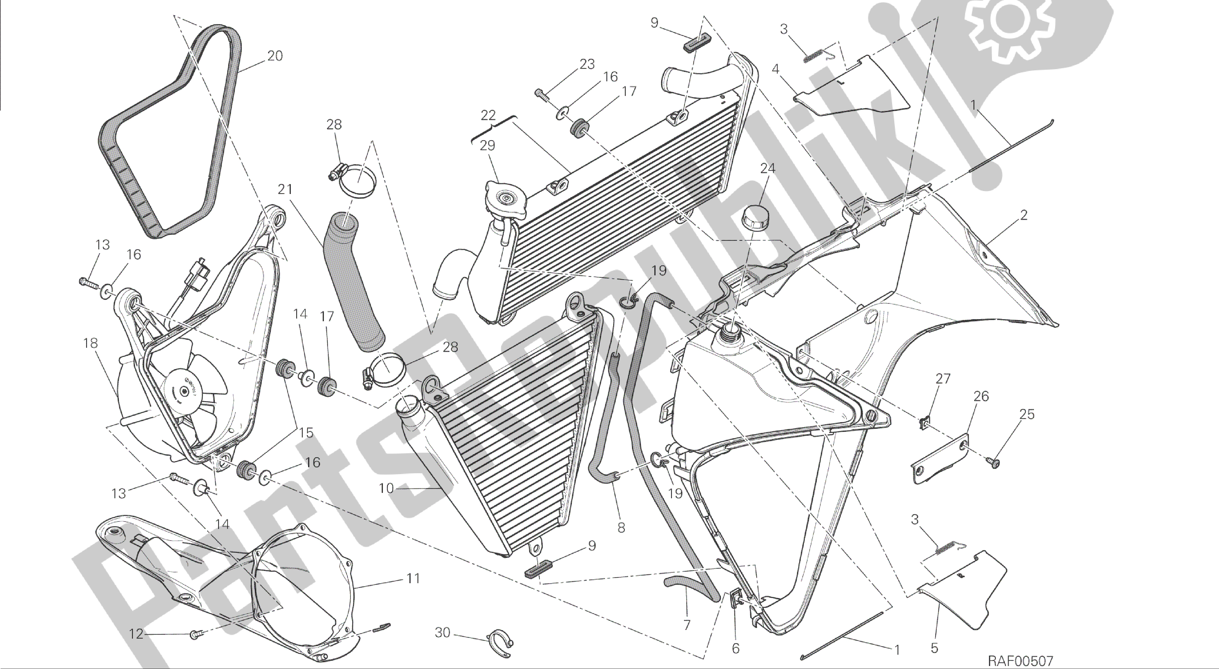 Todas las partes para Dibujo 030 - Enfriador De Agua [mod: 1199 Abs; Xst: Marco De Grupo Aus, Bra, Chn, Eur, Fra, Jap] de Ducati Panigale ABS 1199 2014