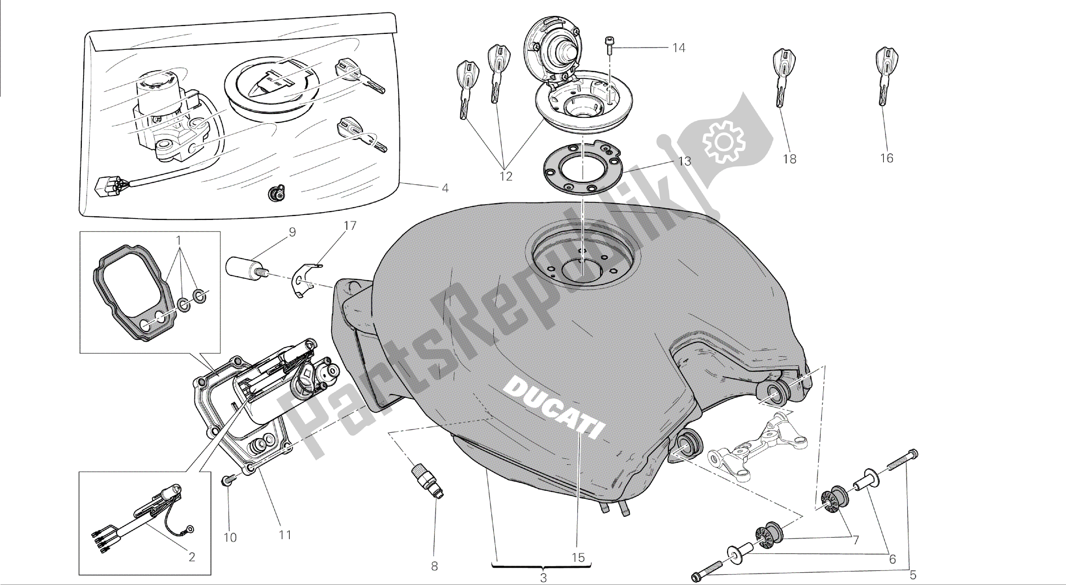 Todas las partes para Dibujo 032 - Cuadro De Grupo Tanque [mod: 1199 Abs; Xst: Chn] de Ducati Panigale ABS 1199 2014