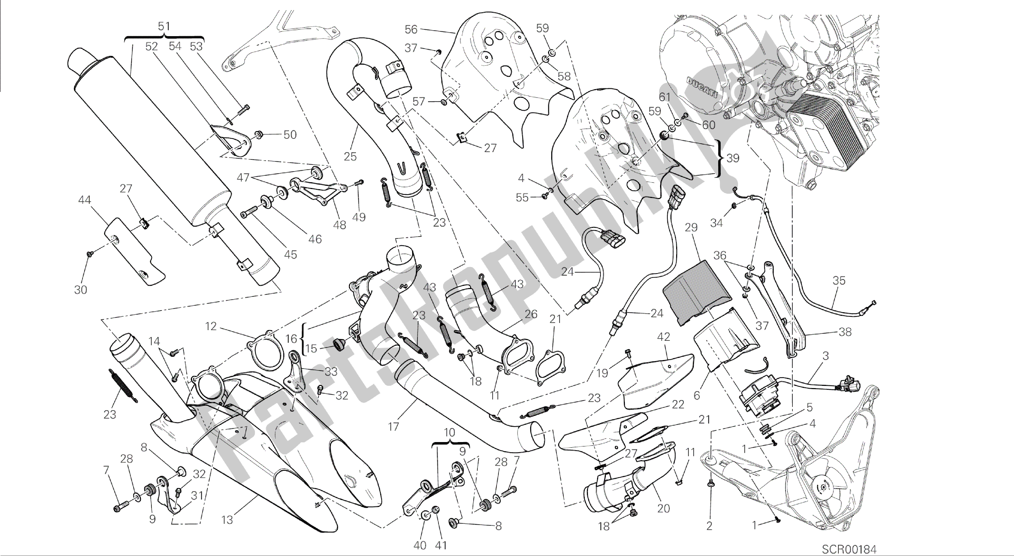 Todas las partes para Dibujo 19a - Sistema De Escape (jap) [mod: 1199 Abs; Xst: Jap] Marco De Grupo de Ducati Panigale ABS 1199 2014