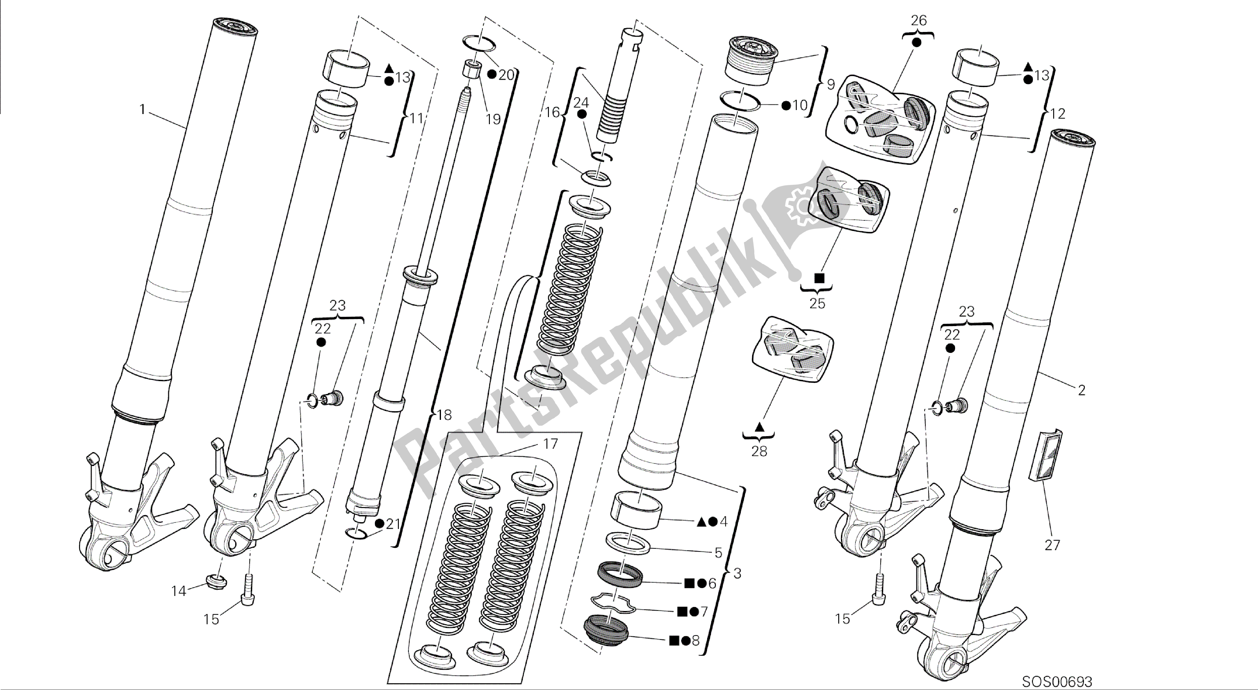 Todas las partes para Dibujo 21a - Horquilla Delantera [mod: 1199 Abs; Xst: Chn] Cuadro De Grupo de Ducati Panigale ABS 1199 2014